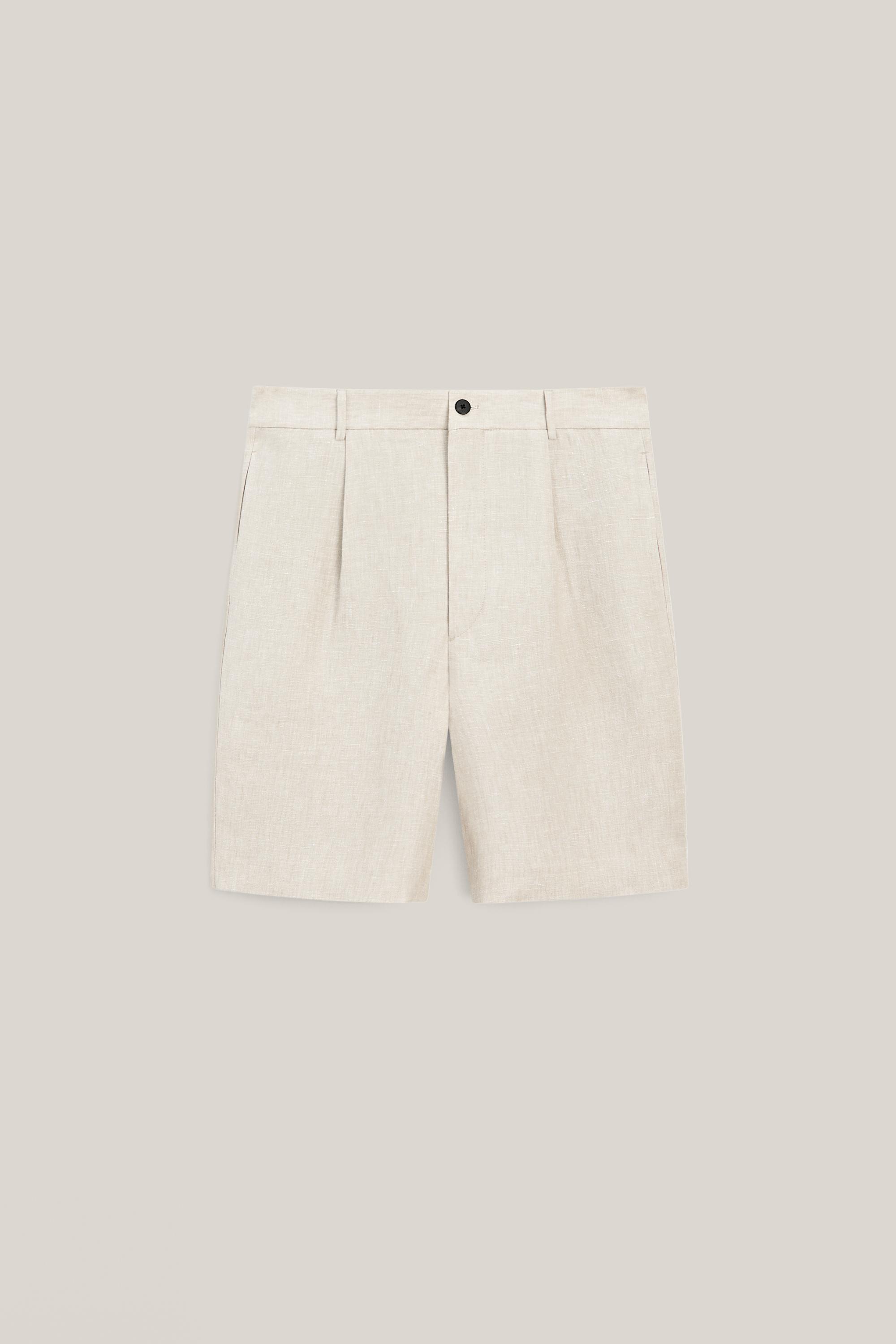 Linen Bermuda shorts with darts - LIMITED EDITION — BEIGE