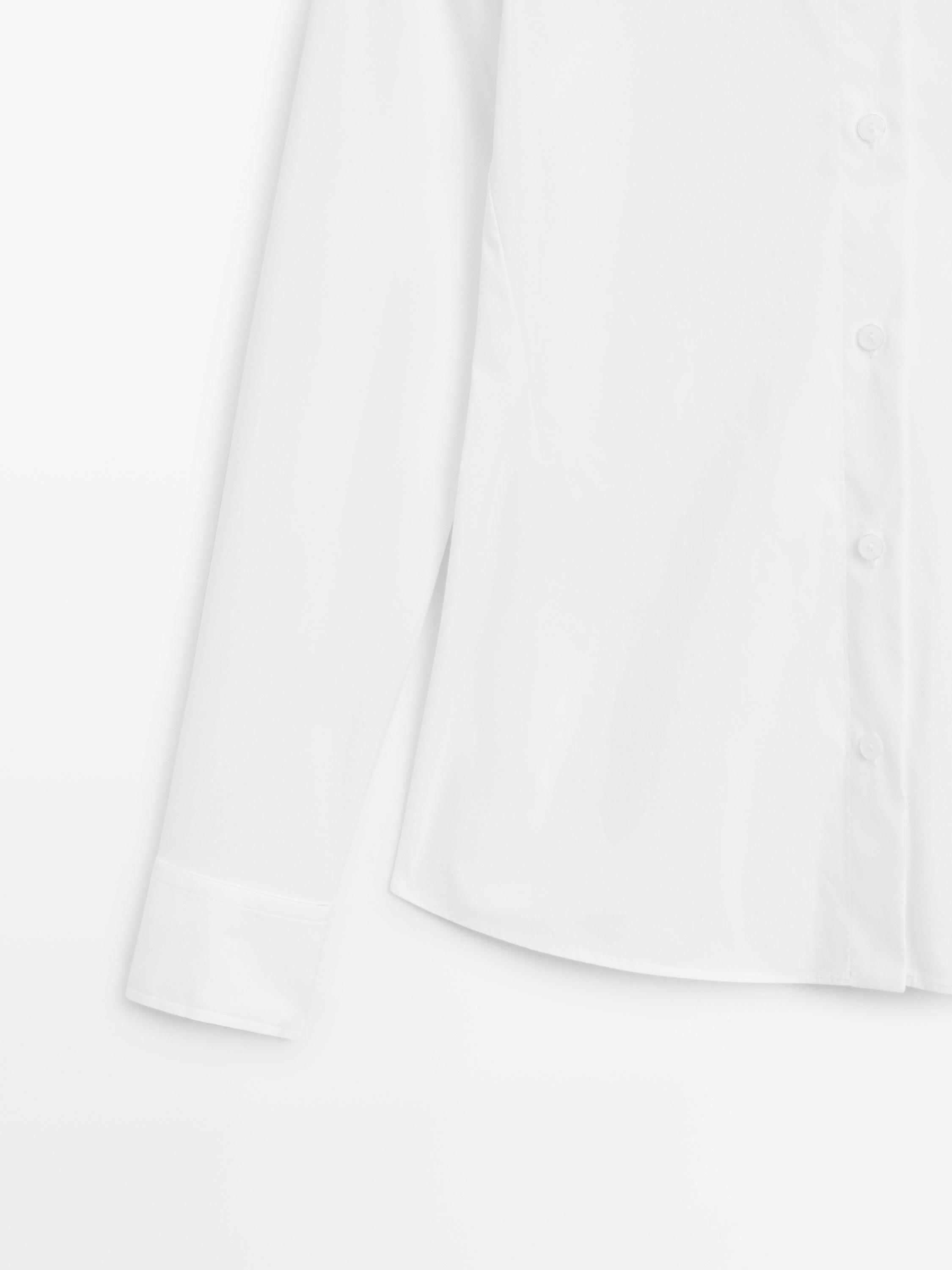 Cotton blend stretch shirt — WHITE