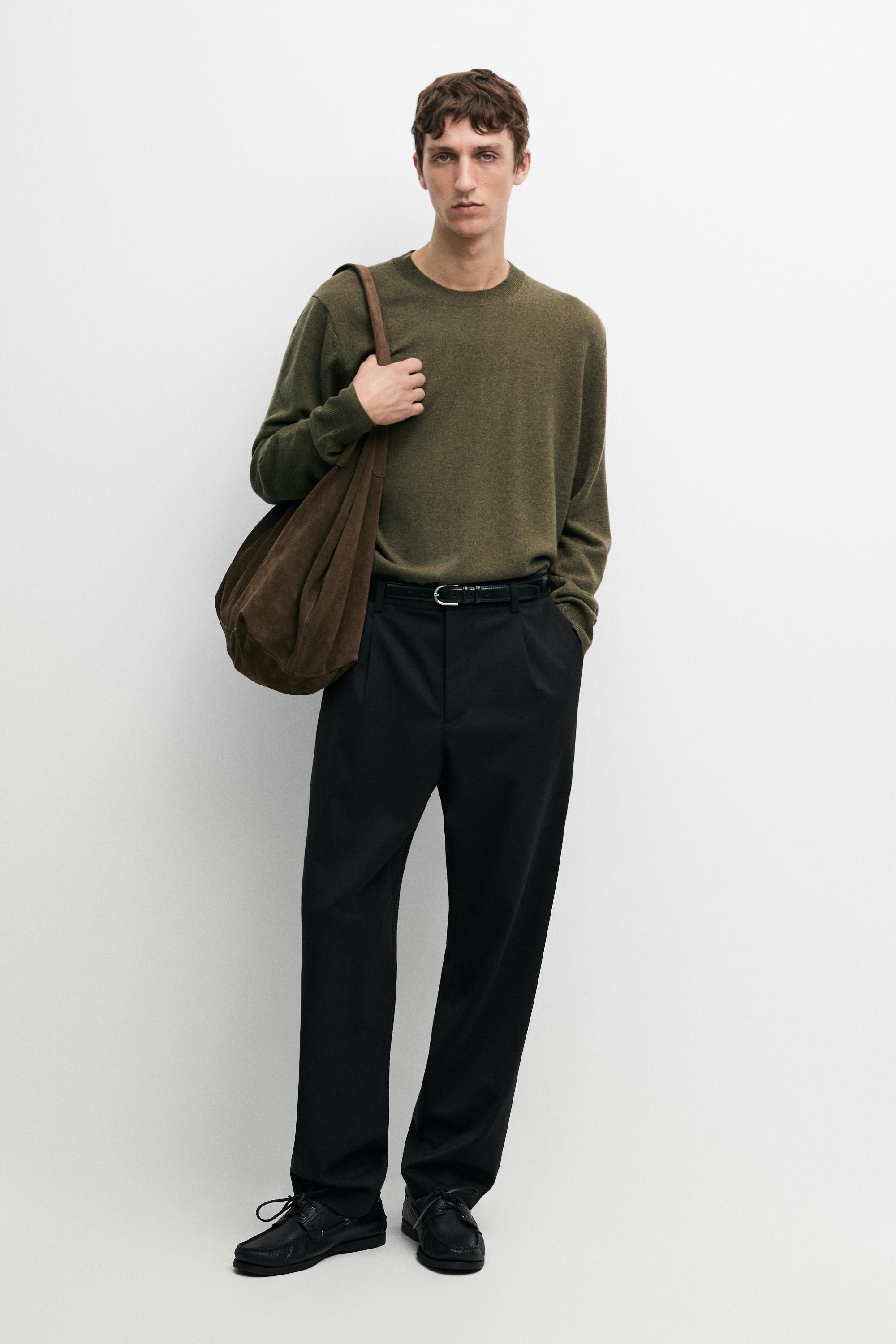 Wool blend round neck knit sweater