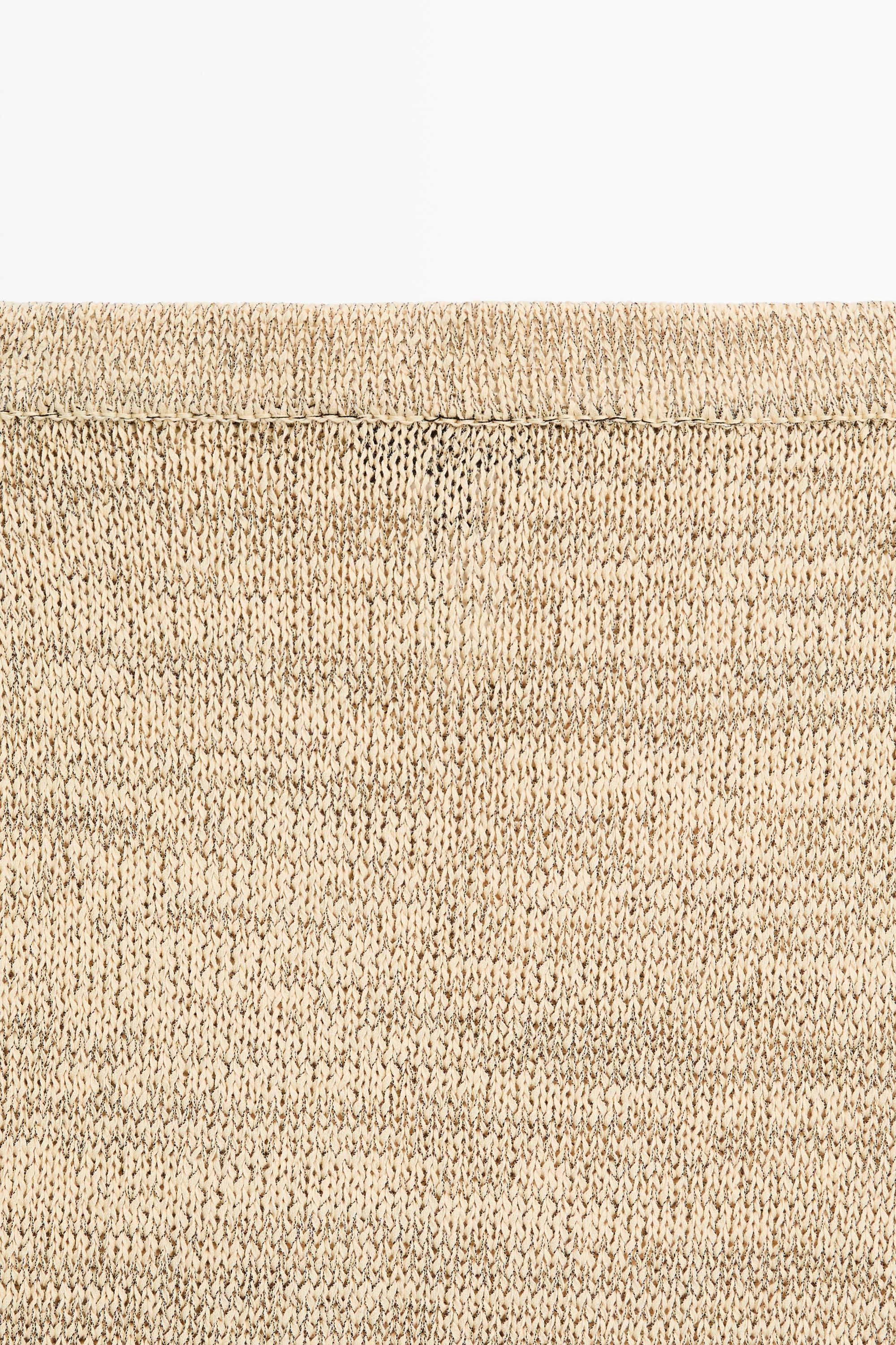 Marl cotton blend knit midi co-ord skirt — Beige