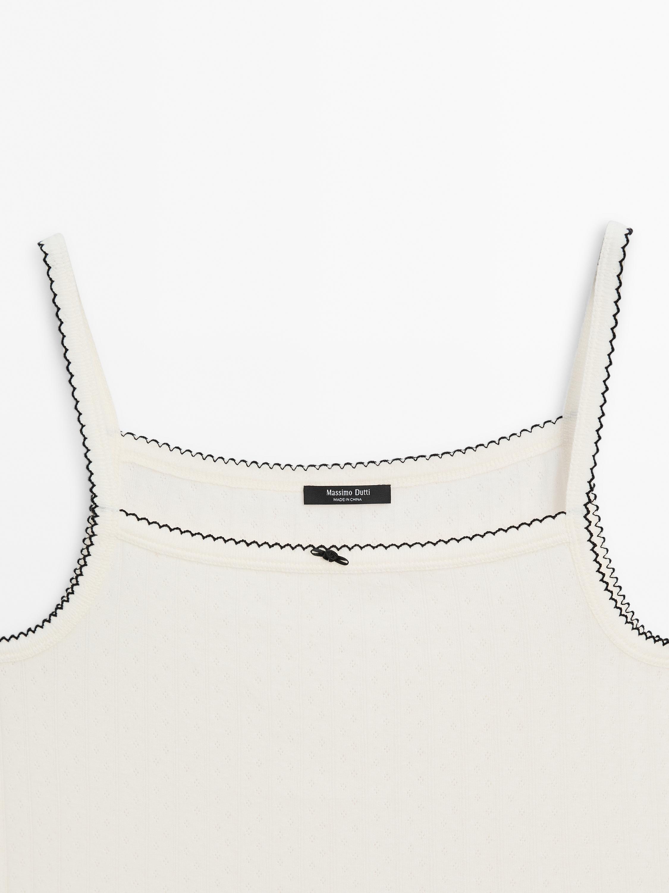 Pointelle top with bow detail