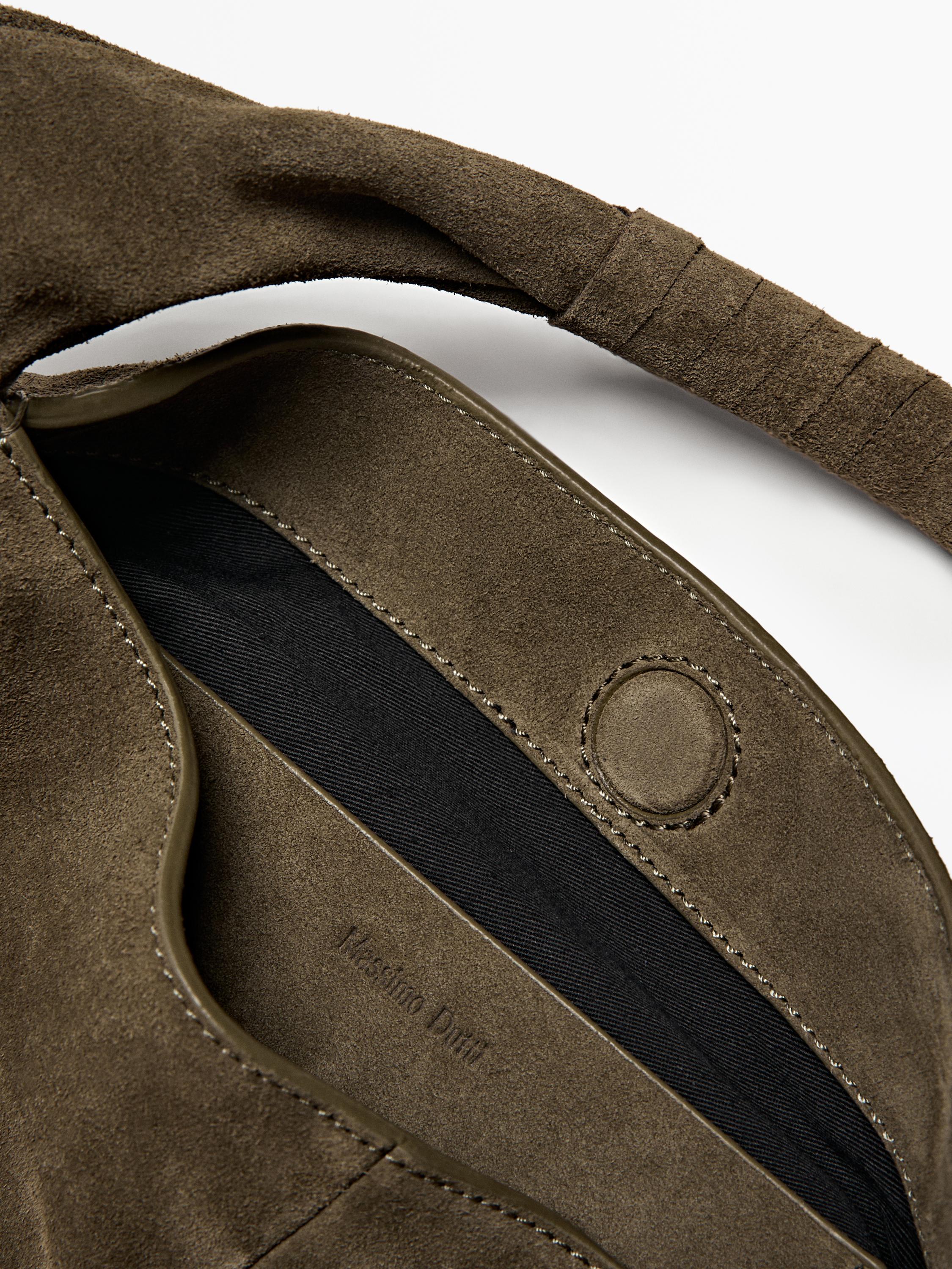 Split suede handbag