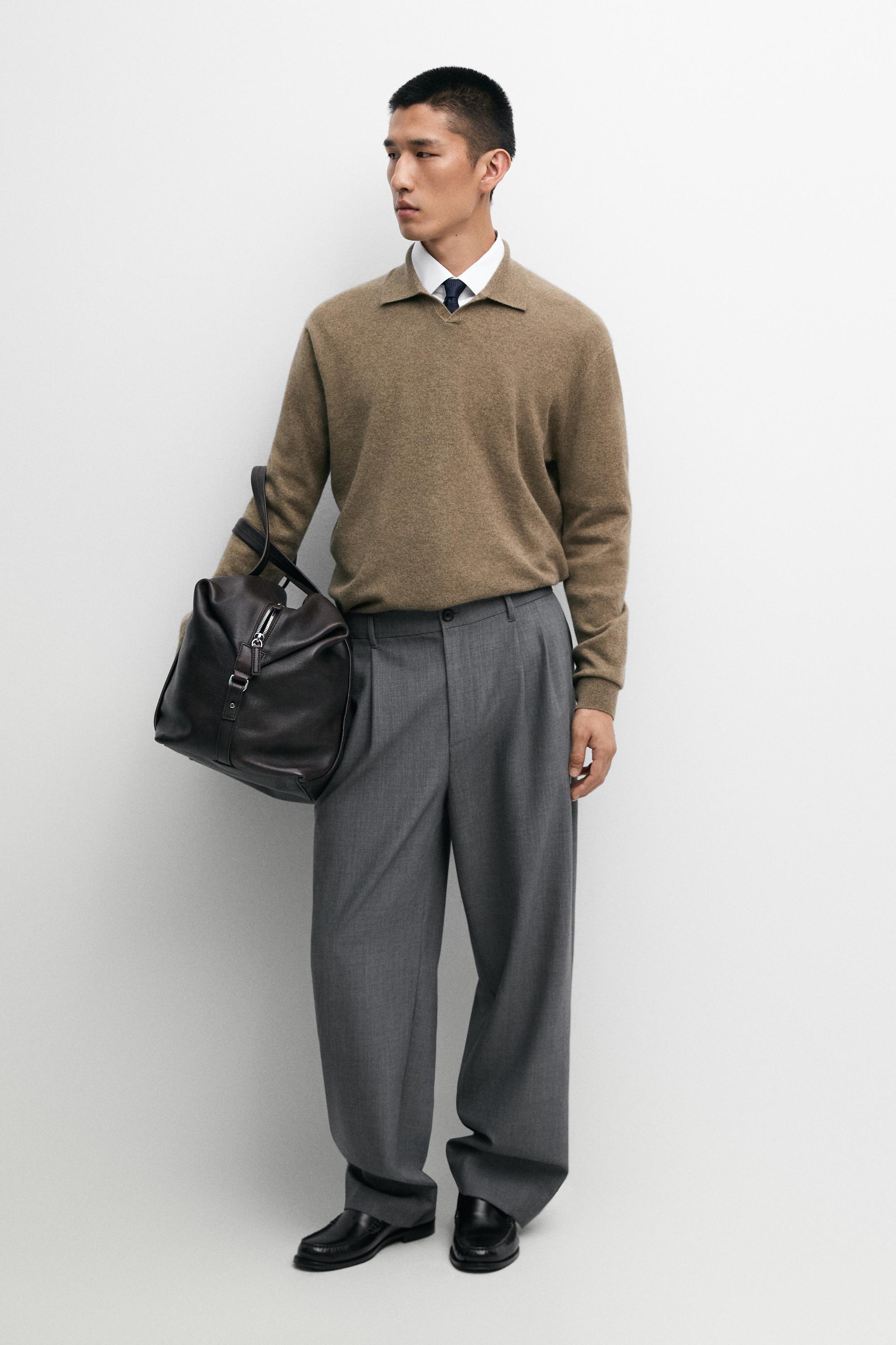 100% cashmere knit polo sweater