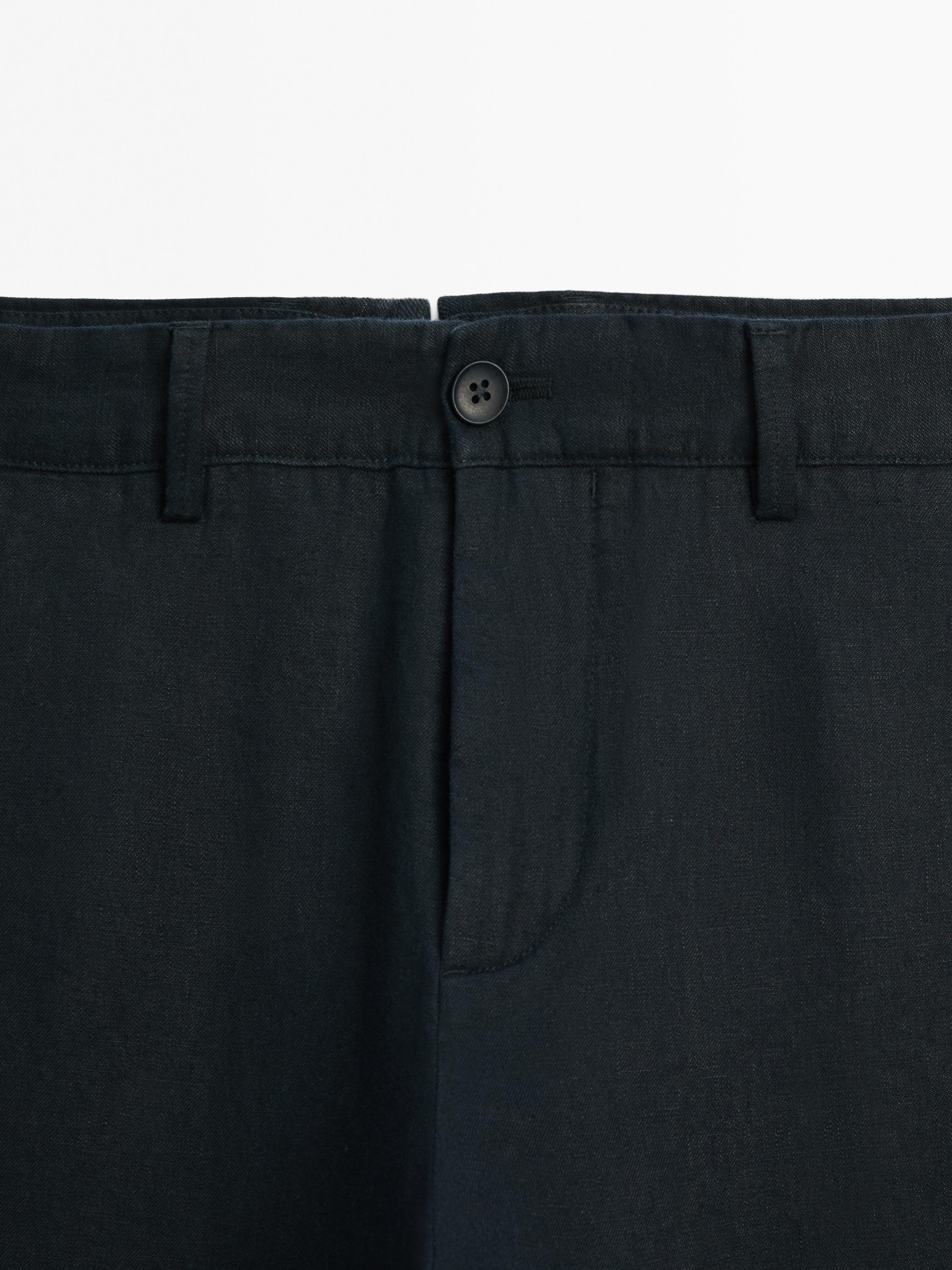 100% linen tapered fit trousers