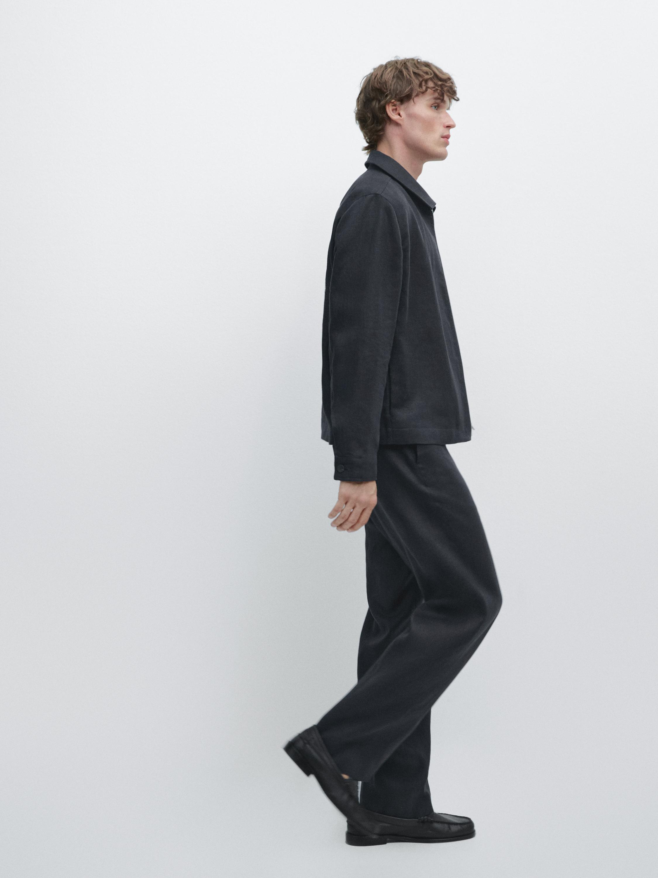 Lightweight 100% linen trousers — NAVY BLUE