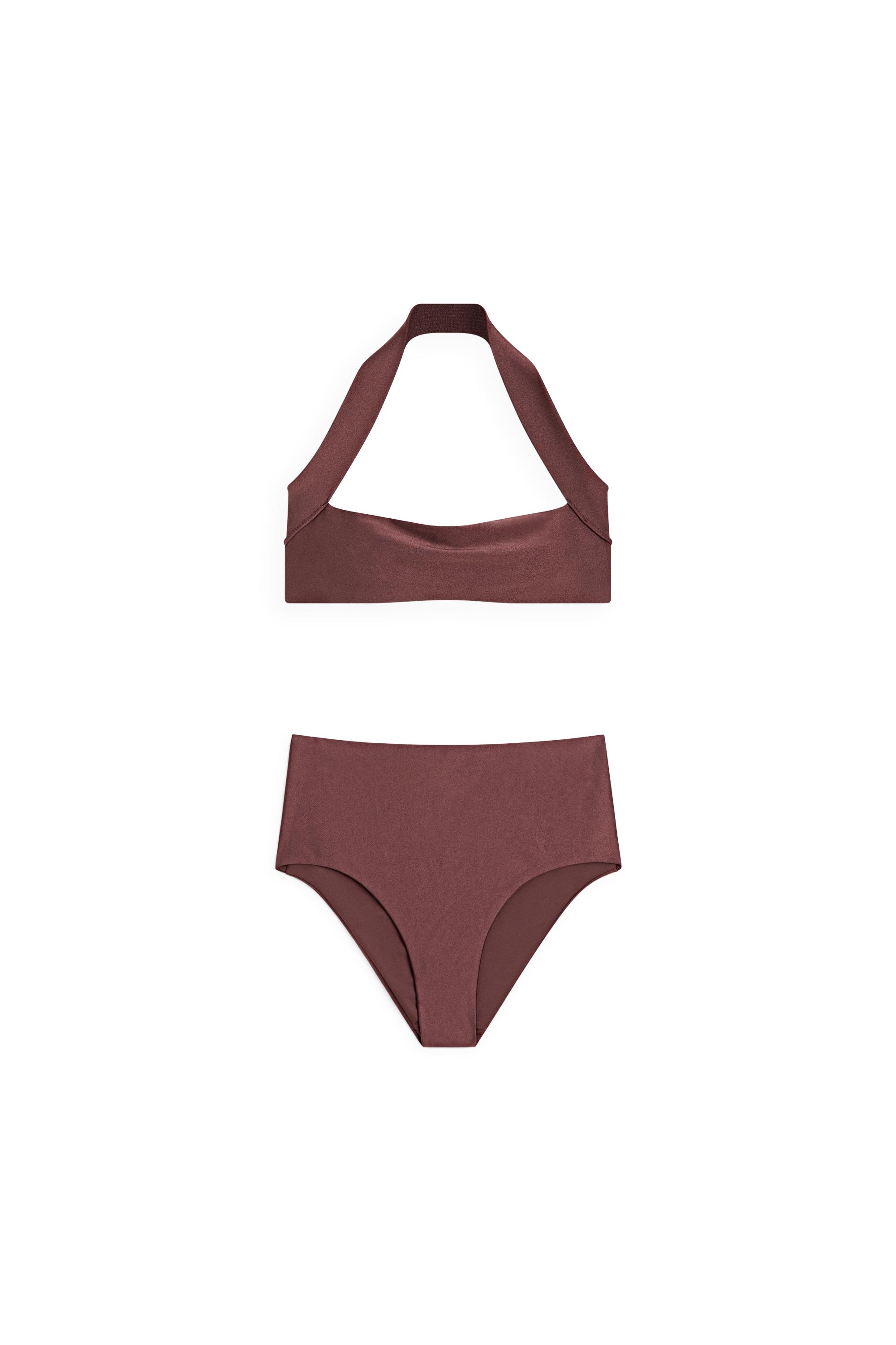 Shimmery halter bikini top — BROWN