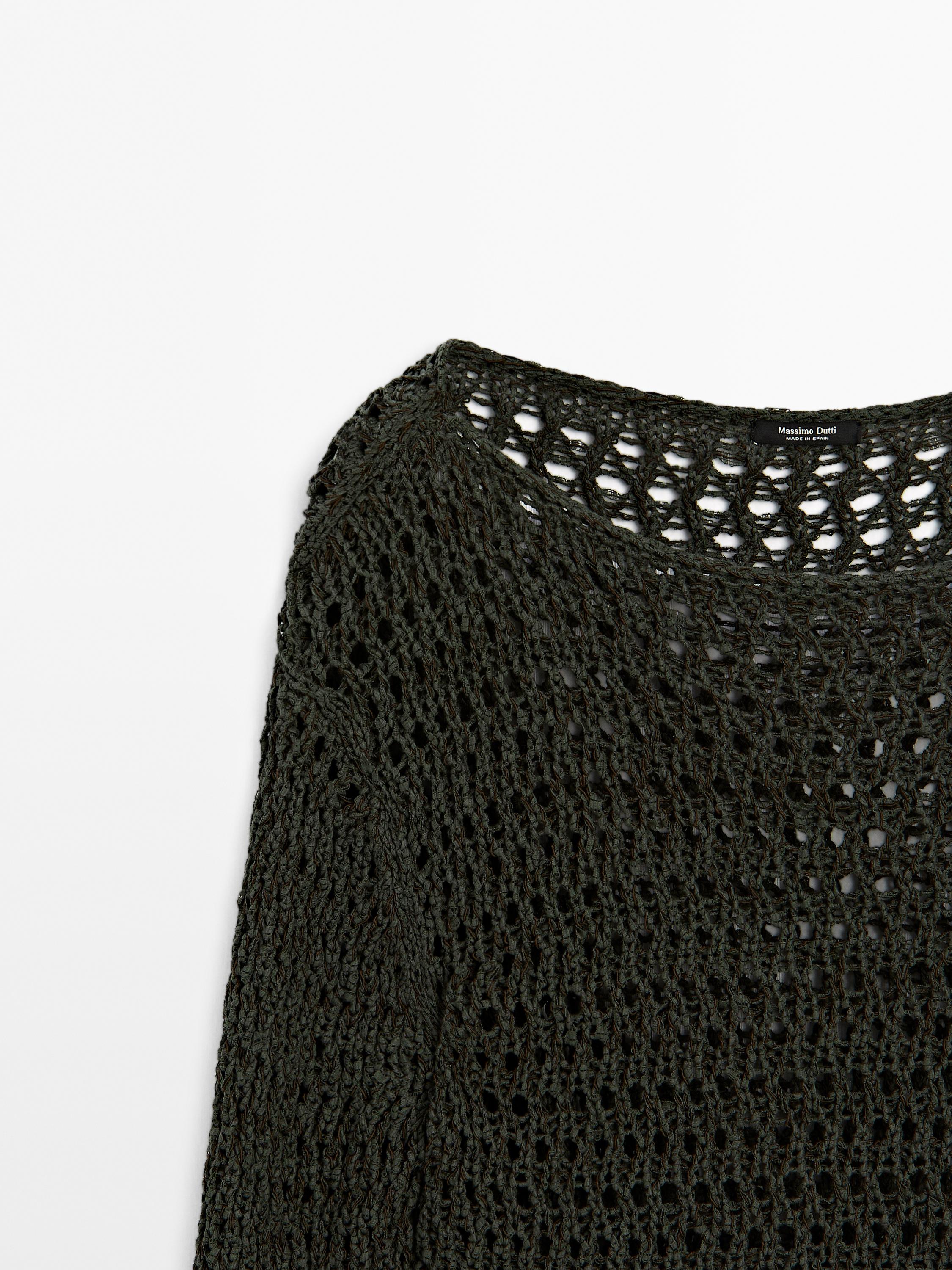 Cotton blend cutwork sweater