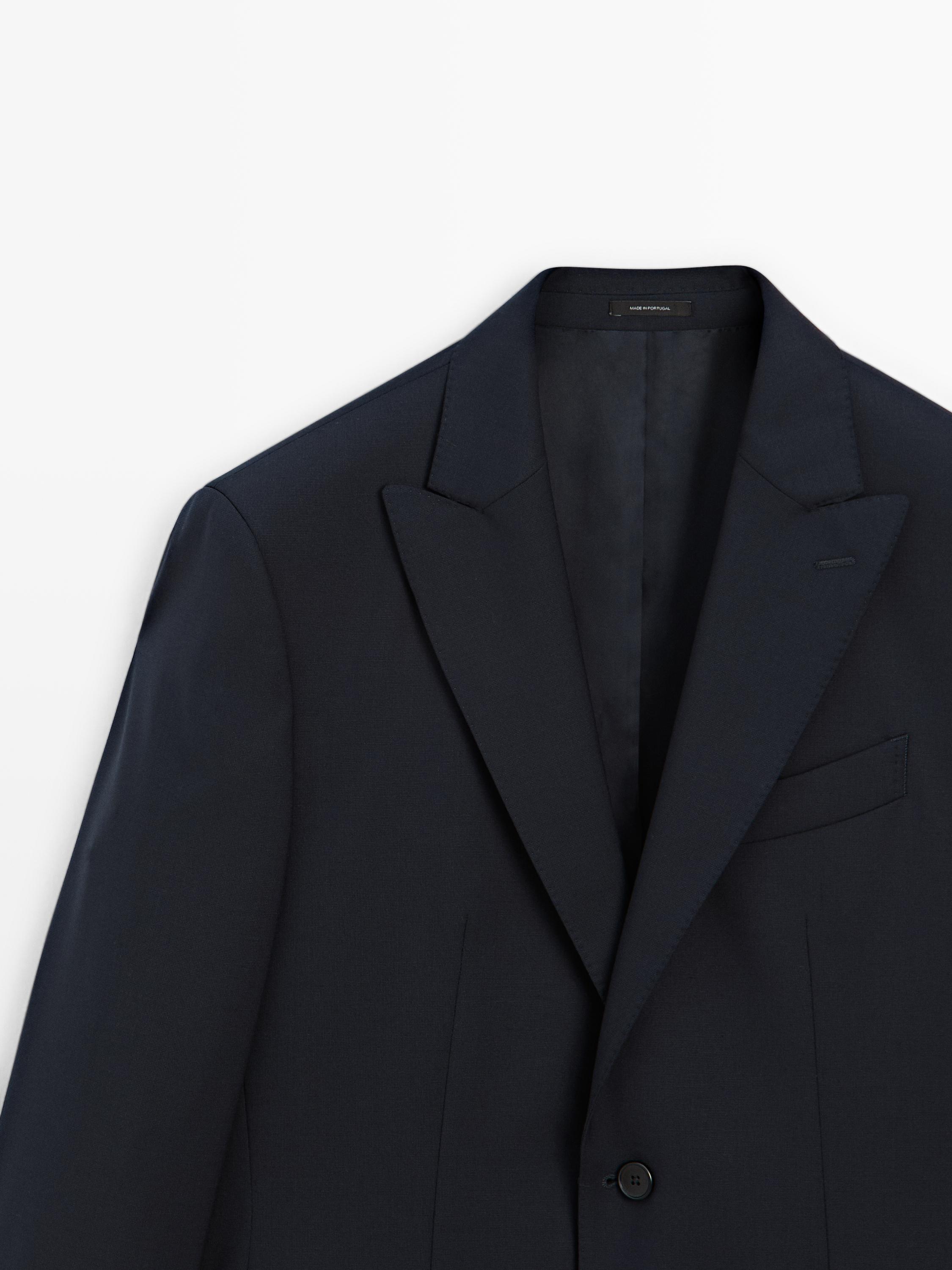 Cool wool blend suit blazer — NAVY BLUE