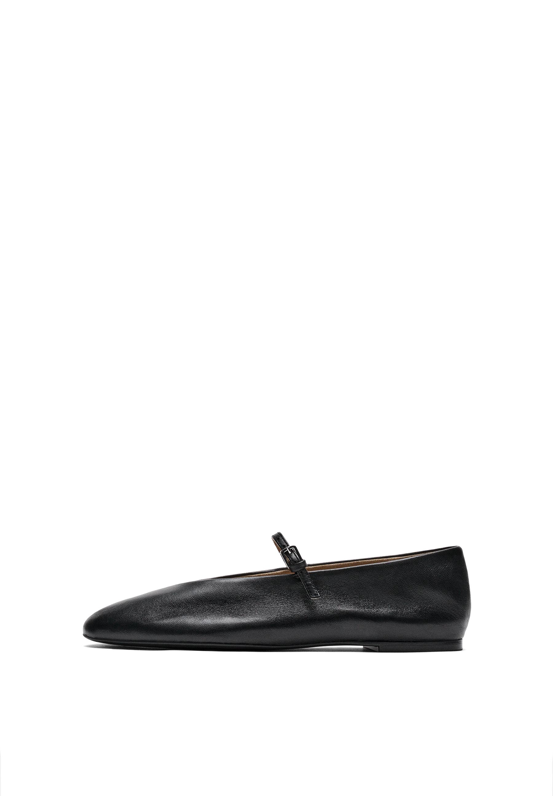 Soft leather ballerinas — BLACK