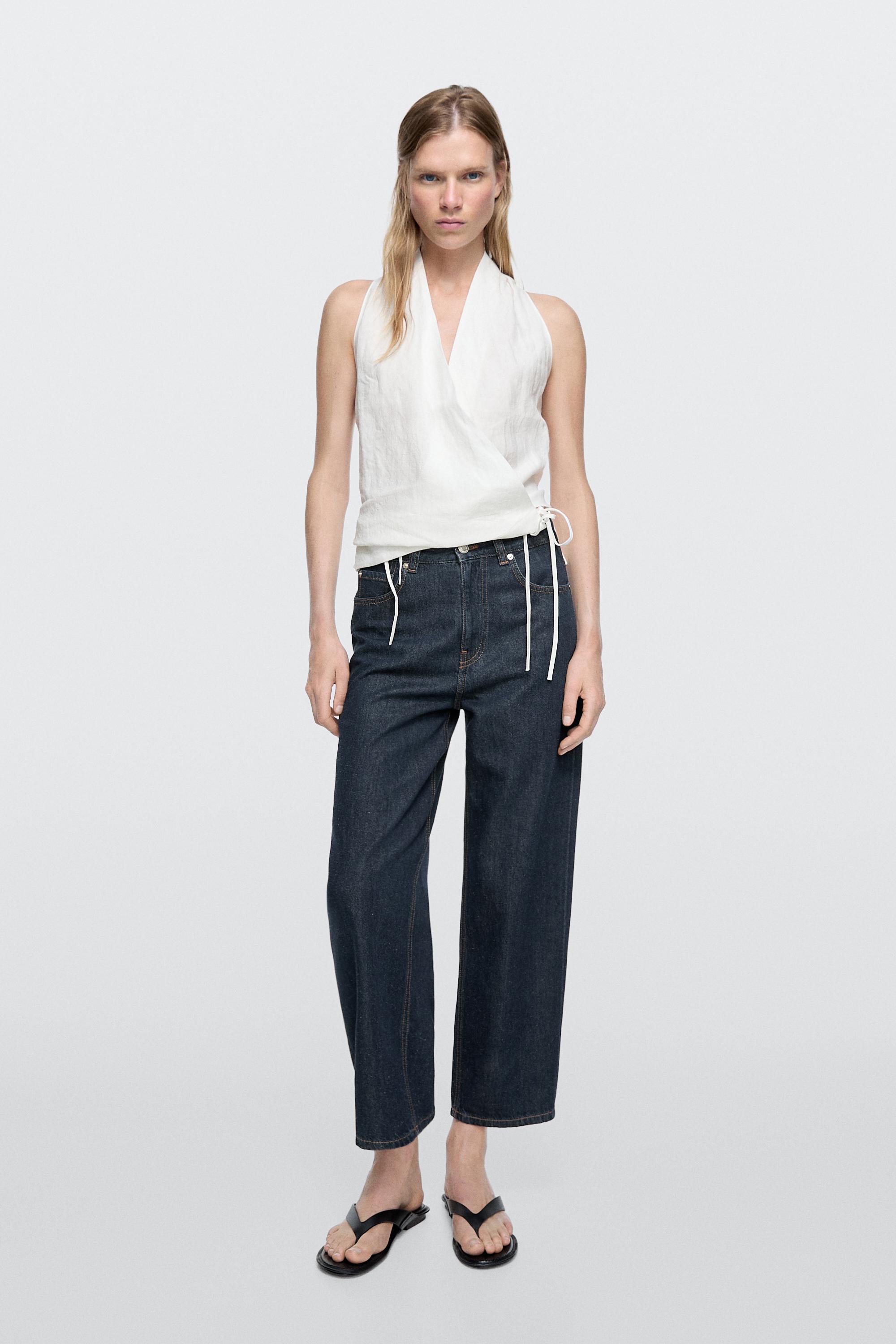 Mid-rise wide-leg cropped jeans — DARK BLUE