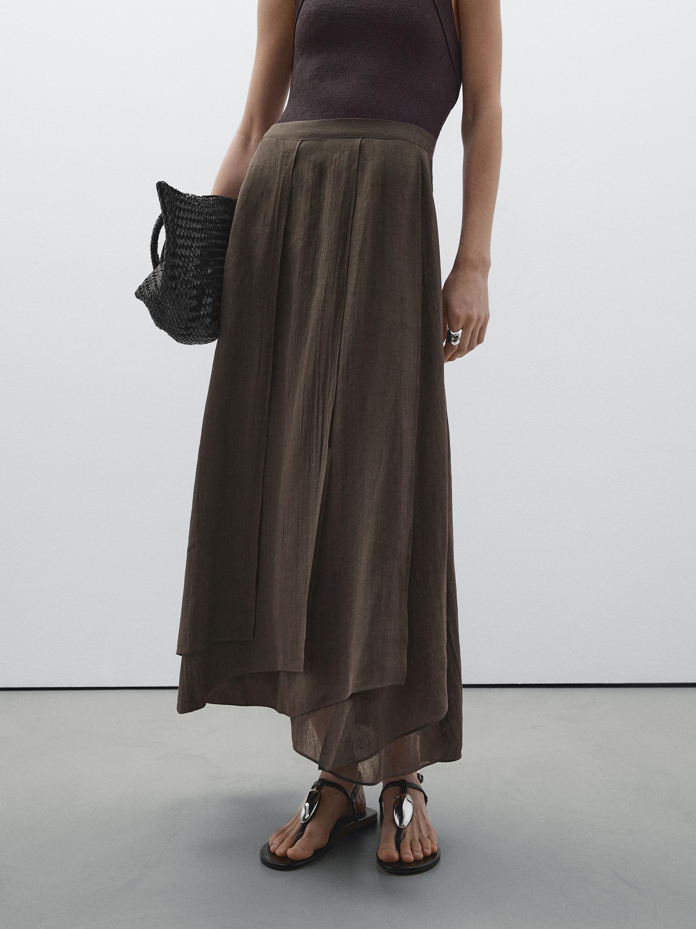 Long flowing ramie blend skirt