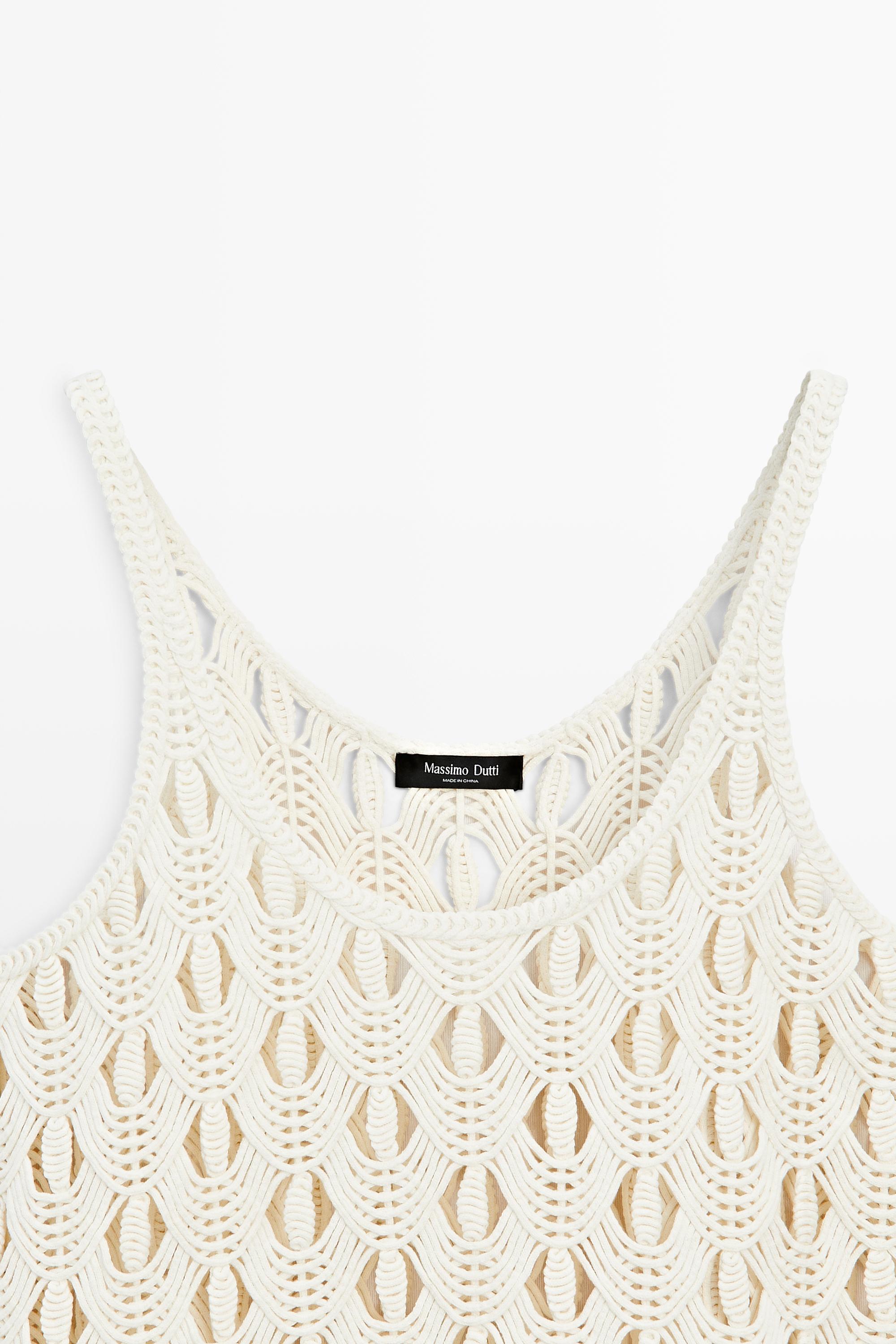 Strappy top with crochet detail — CREAM