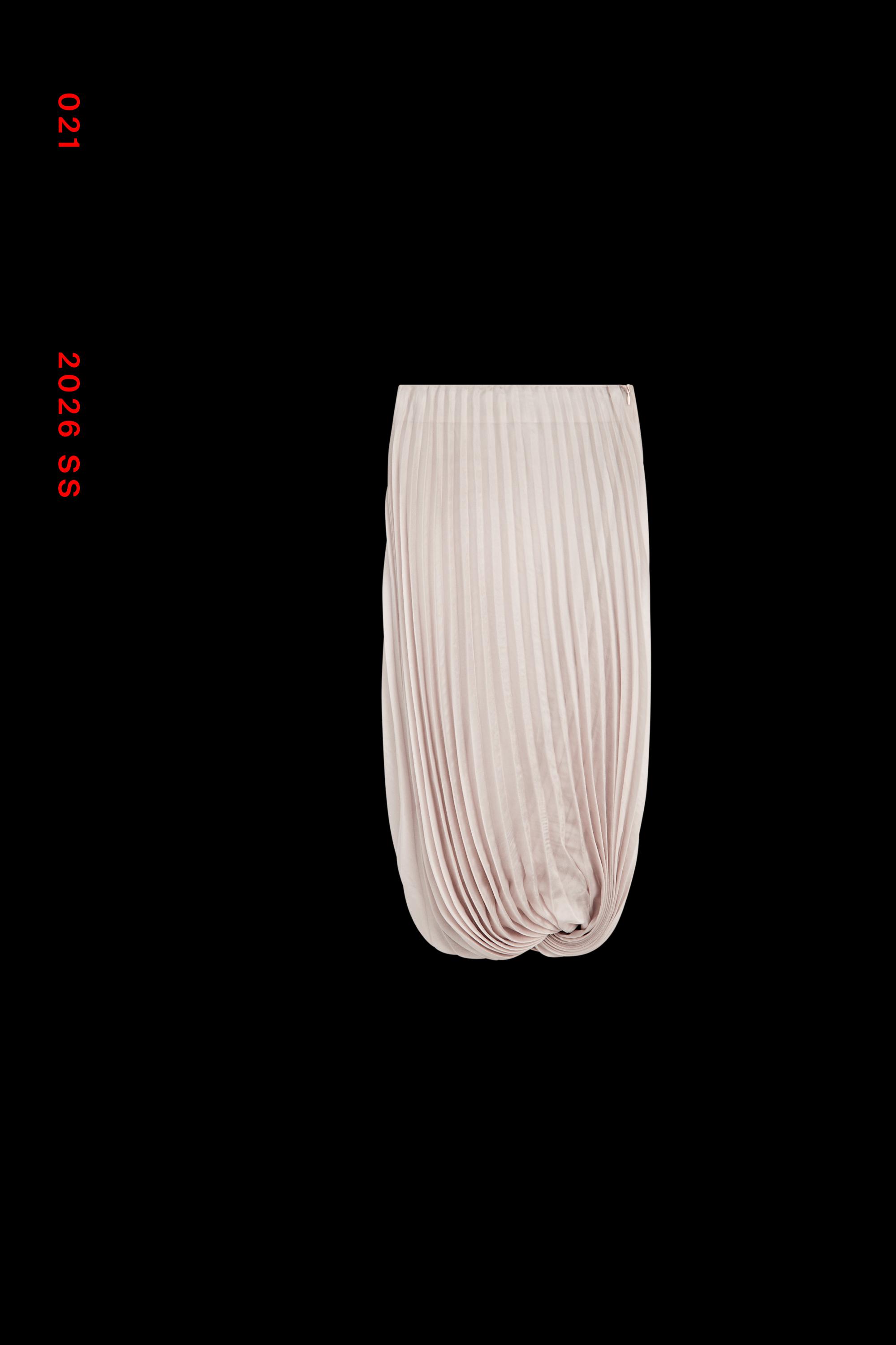 Pleated Bubble Hem Midi Skirt - STUDIO — Pink