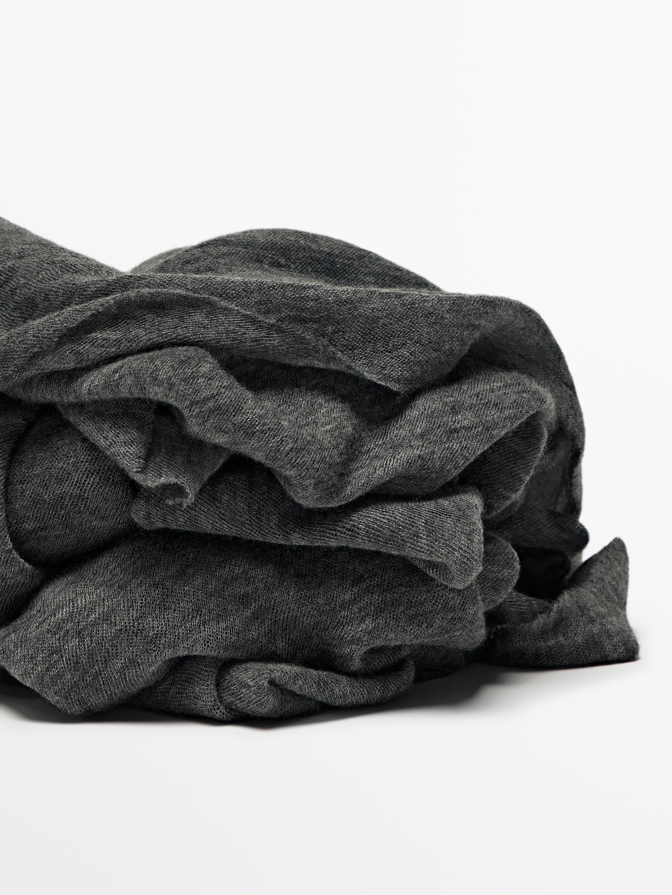 ★ Massimo Dutti★ 100 Cashmere Scarf 06338650802 100% cashmere scarf with melange detail · Cream, Grey, Black