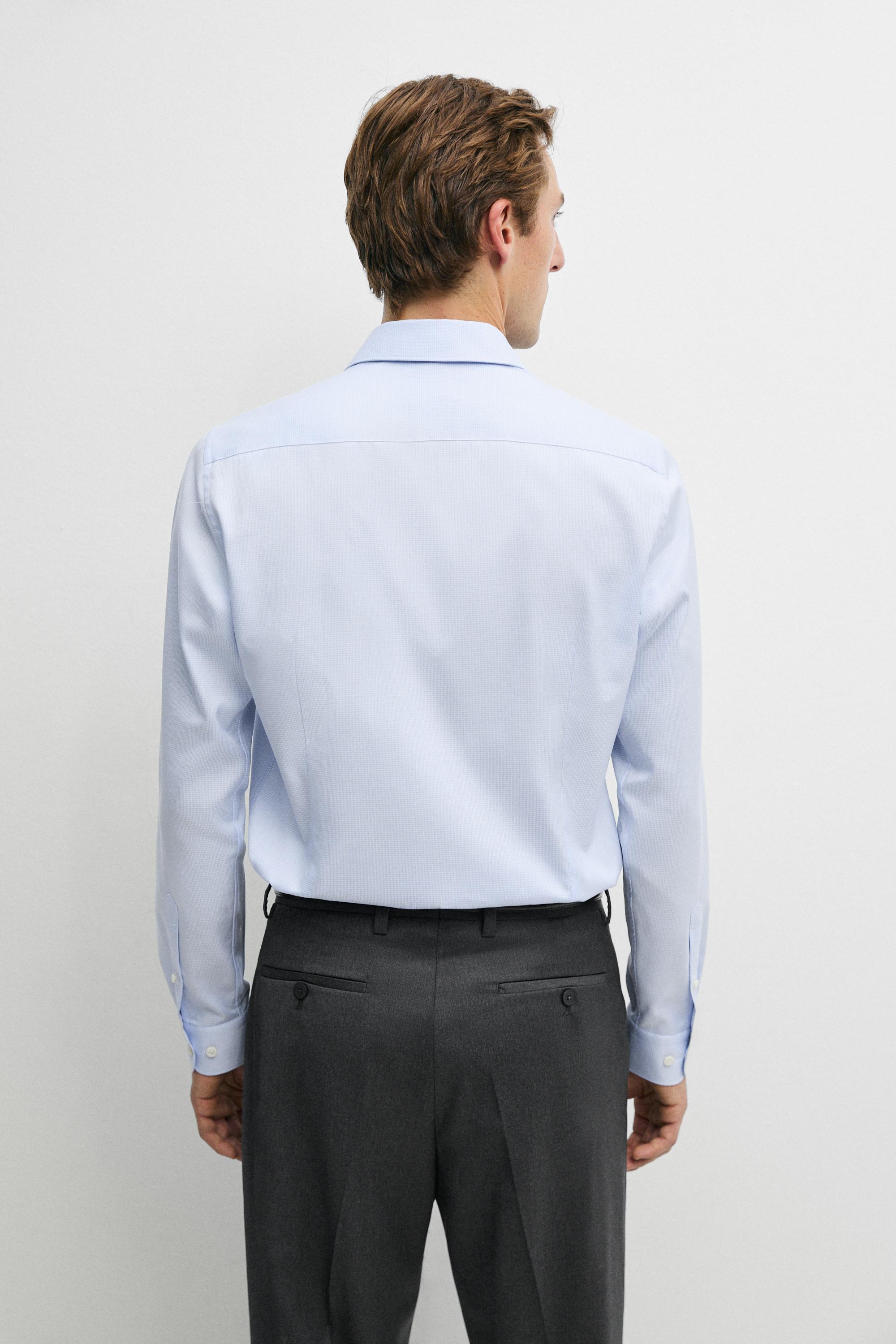 Slim fit micro-check tailored fit shirt — SKY BLUE