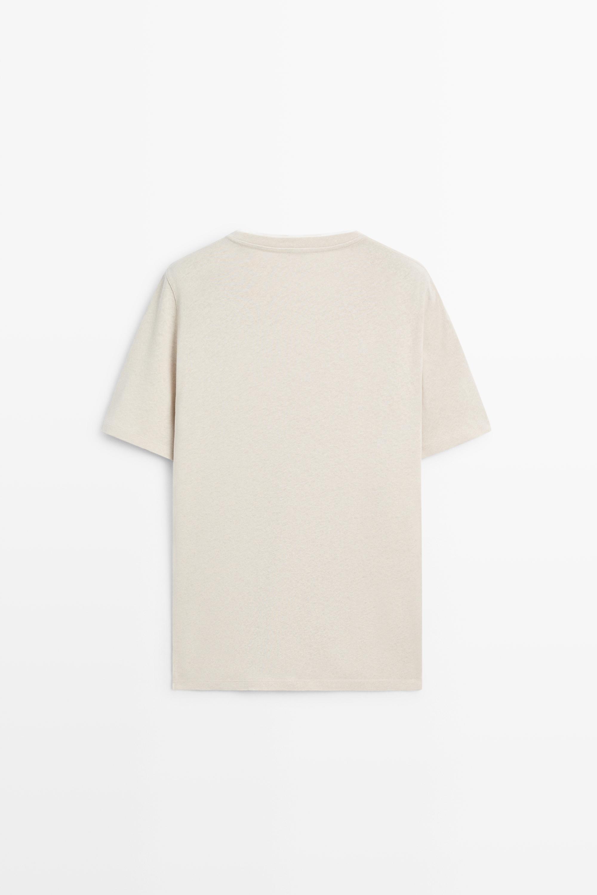 Linen and cotton double-collar T-shirt — BROWN