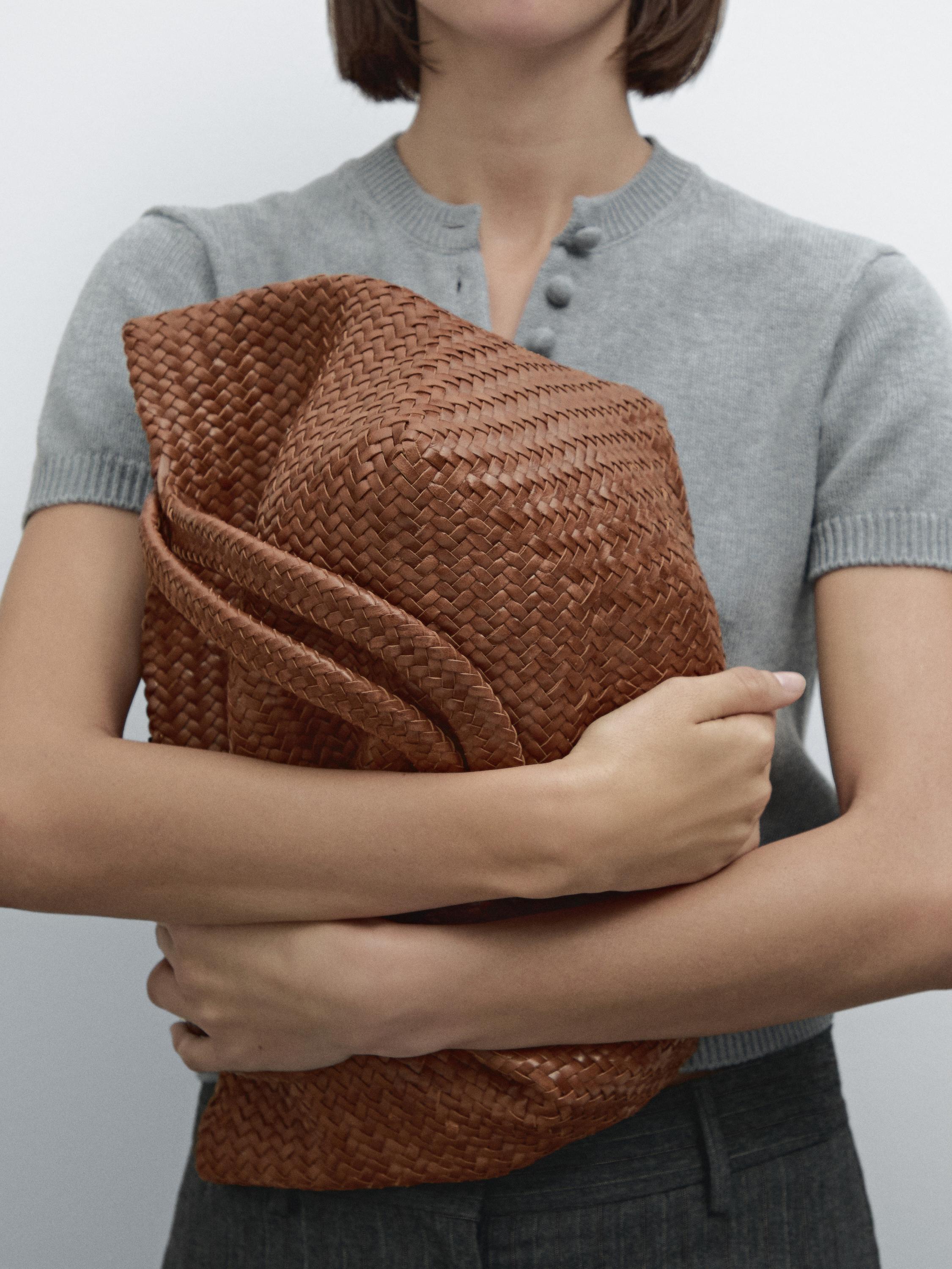 Medium braided nappa leather tote bag