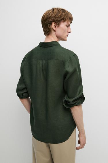 100% linen regular fit shirt — BLUISH GREEN 5