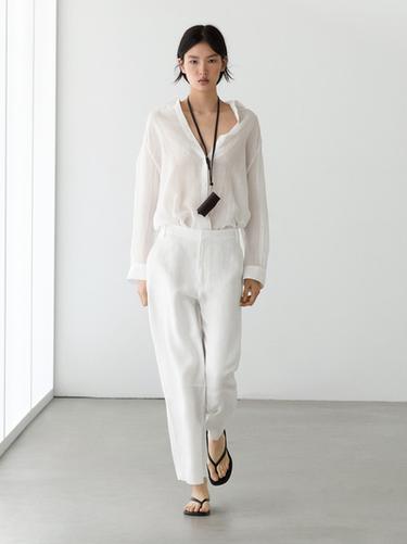 Flowing shirt with shirt collar — WHITE 1