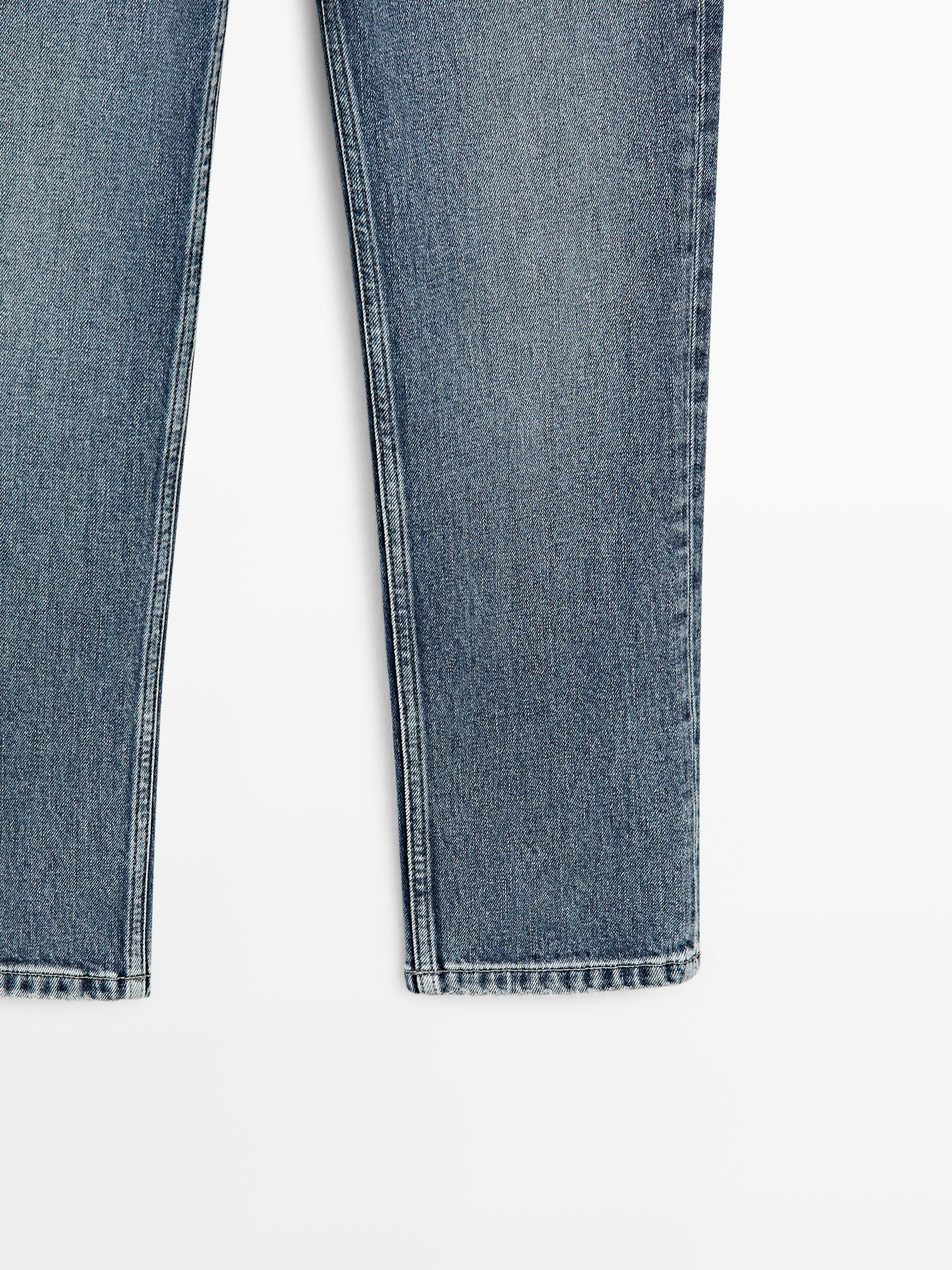 Mid-rise cropped slim fit jeans — MEDIUM BLUE