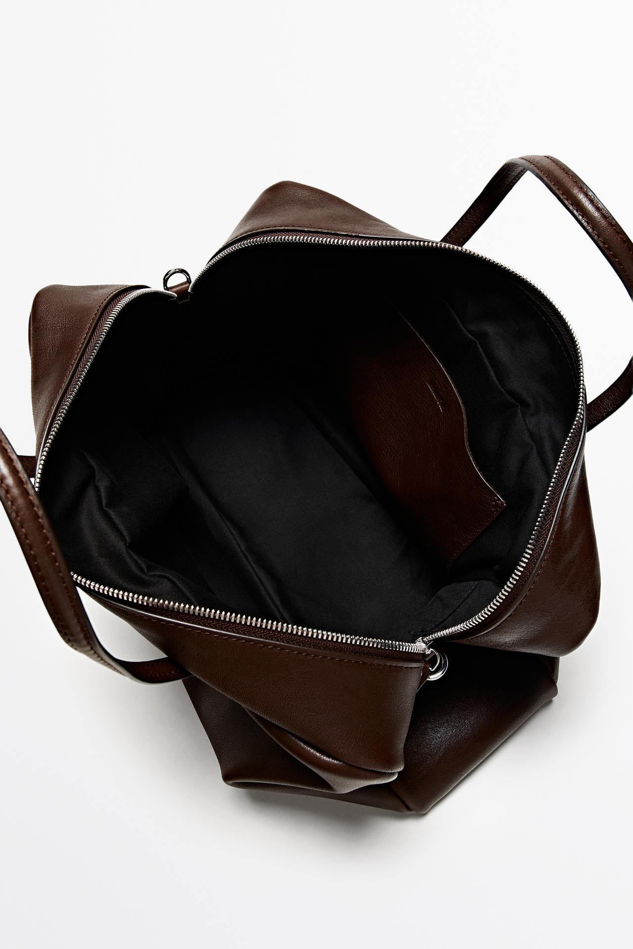 Medium duffle bag in nappa leather — BROWN