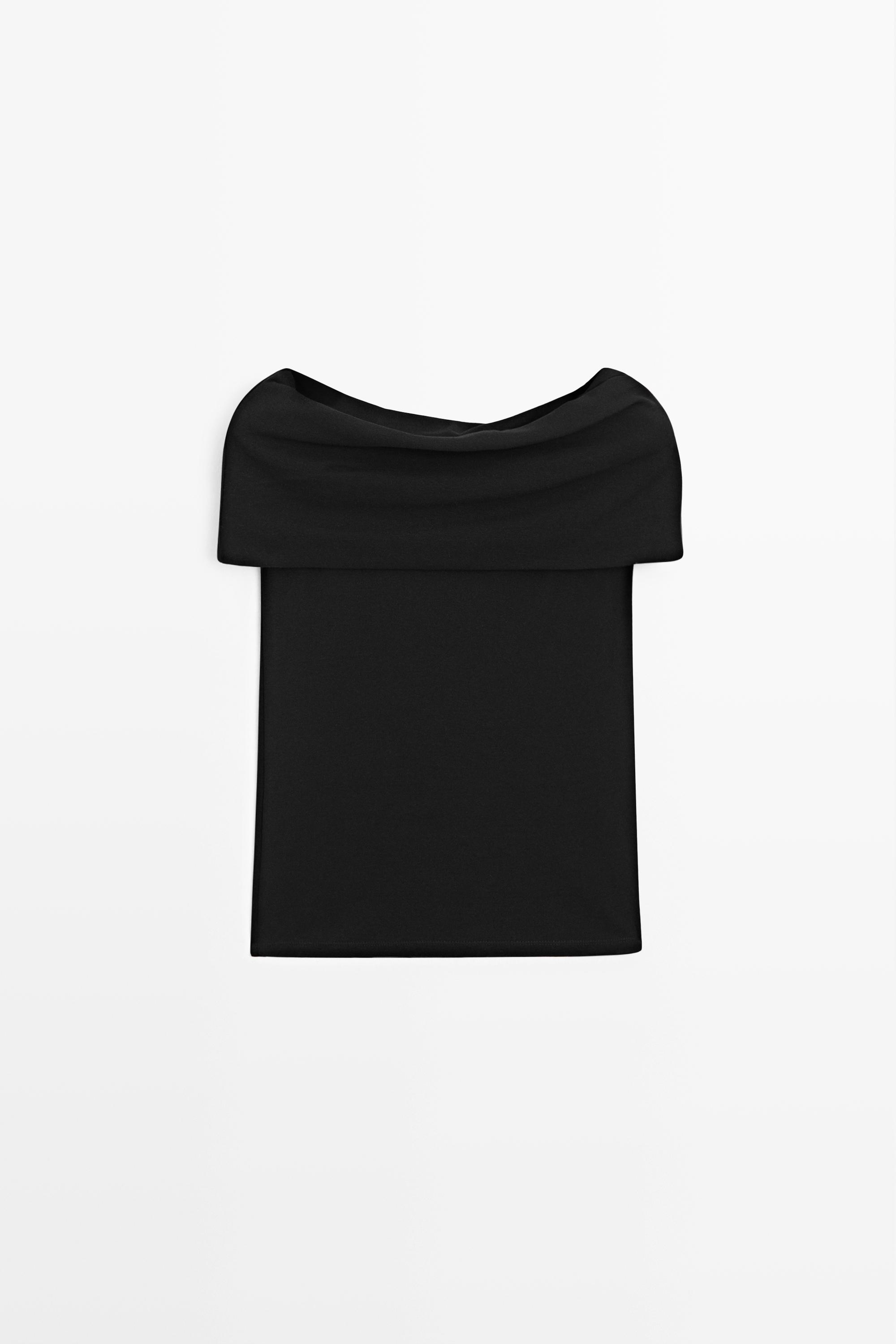 Cotton off-the-shoulder top — BLACK