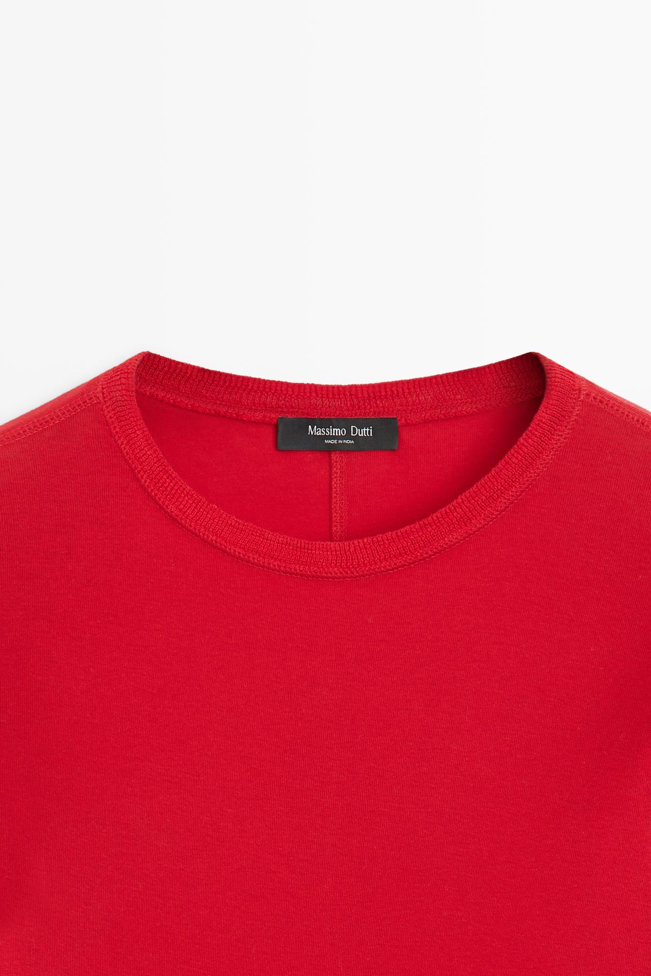 Long sleeve T-shirt with cuff detail — RED