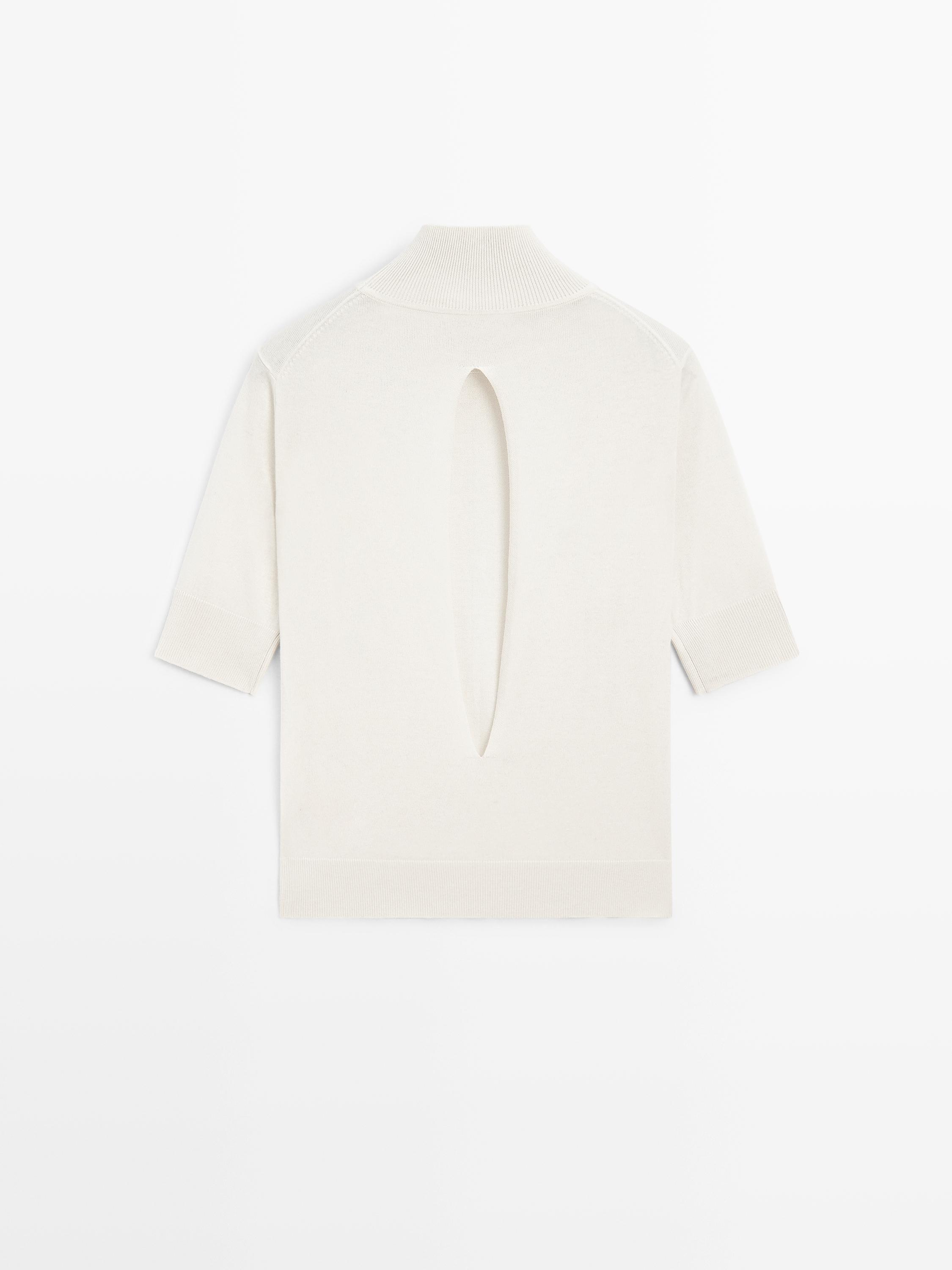 Silk blend knit sweater with back detail - STUDIO — IVORY