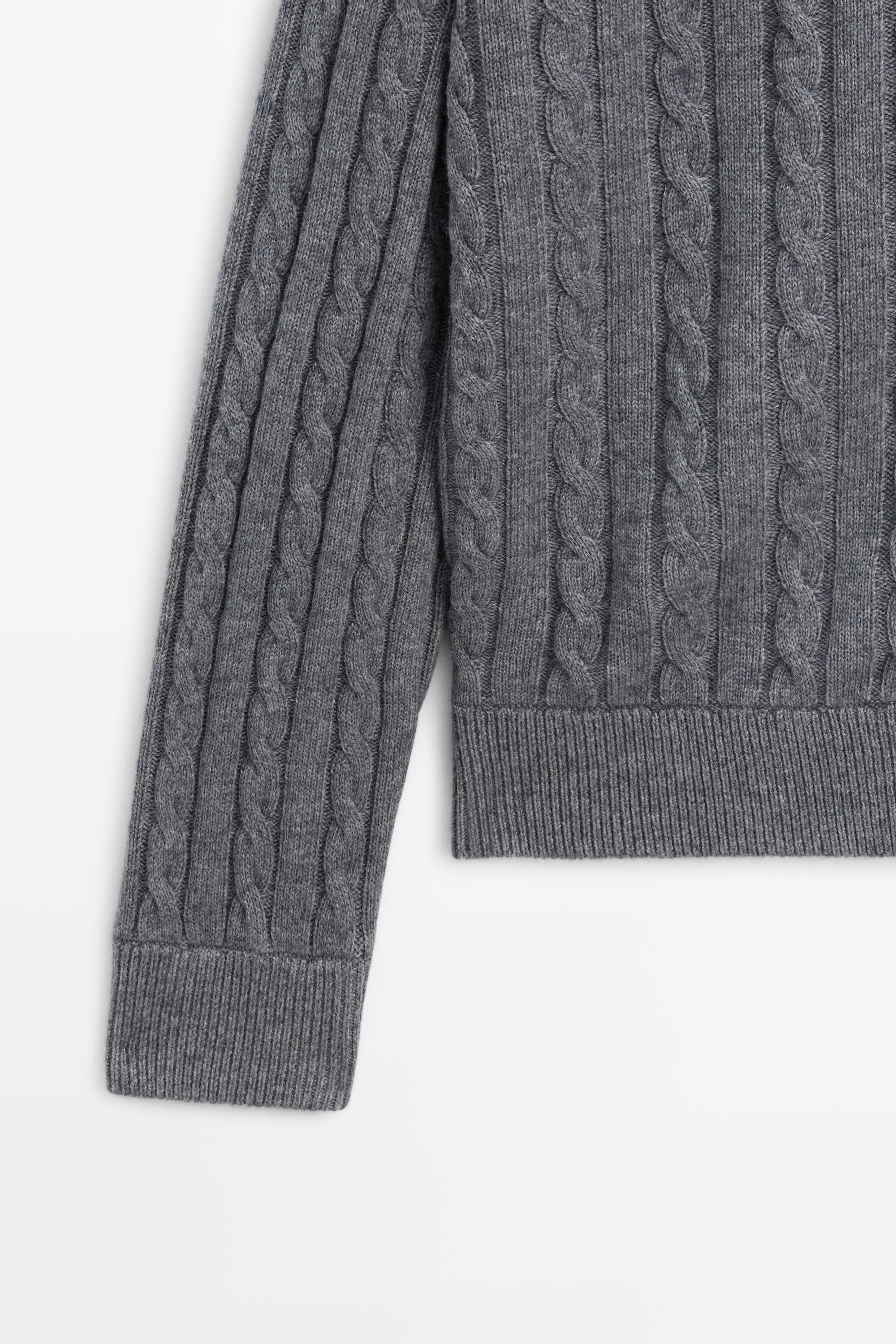 Braided knit bomber cardigan — ANTHRACITE GREY