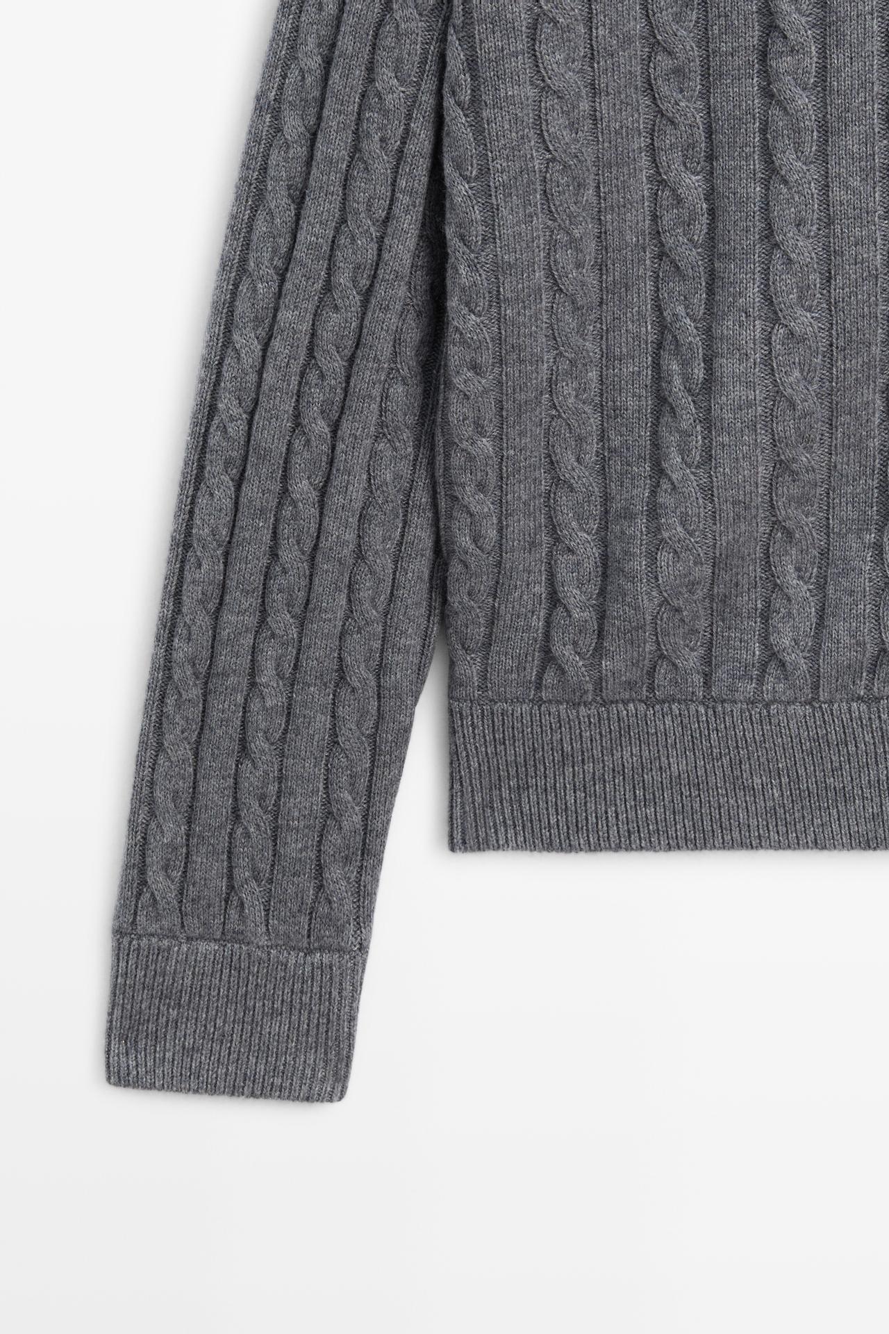 Braided knit bomber cardigan — ANTHRACITE GREY