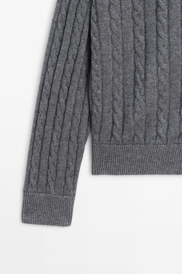 Braided knit bomber cardigan — ANTHRACITE GREY 7
