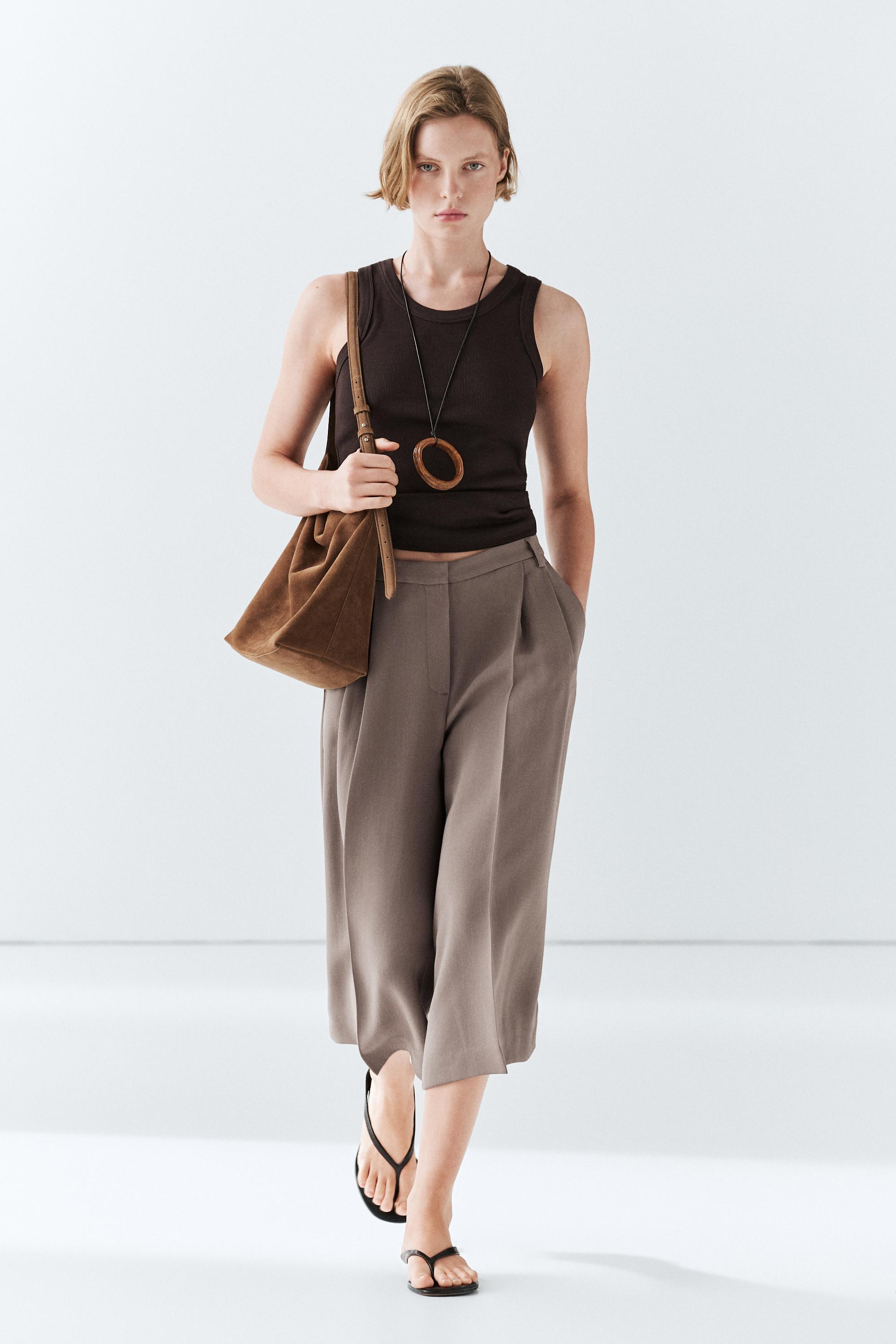 Flowing long wide-leg Bermuda shorts — MOLE BROWN