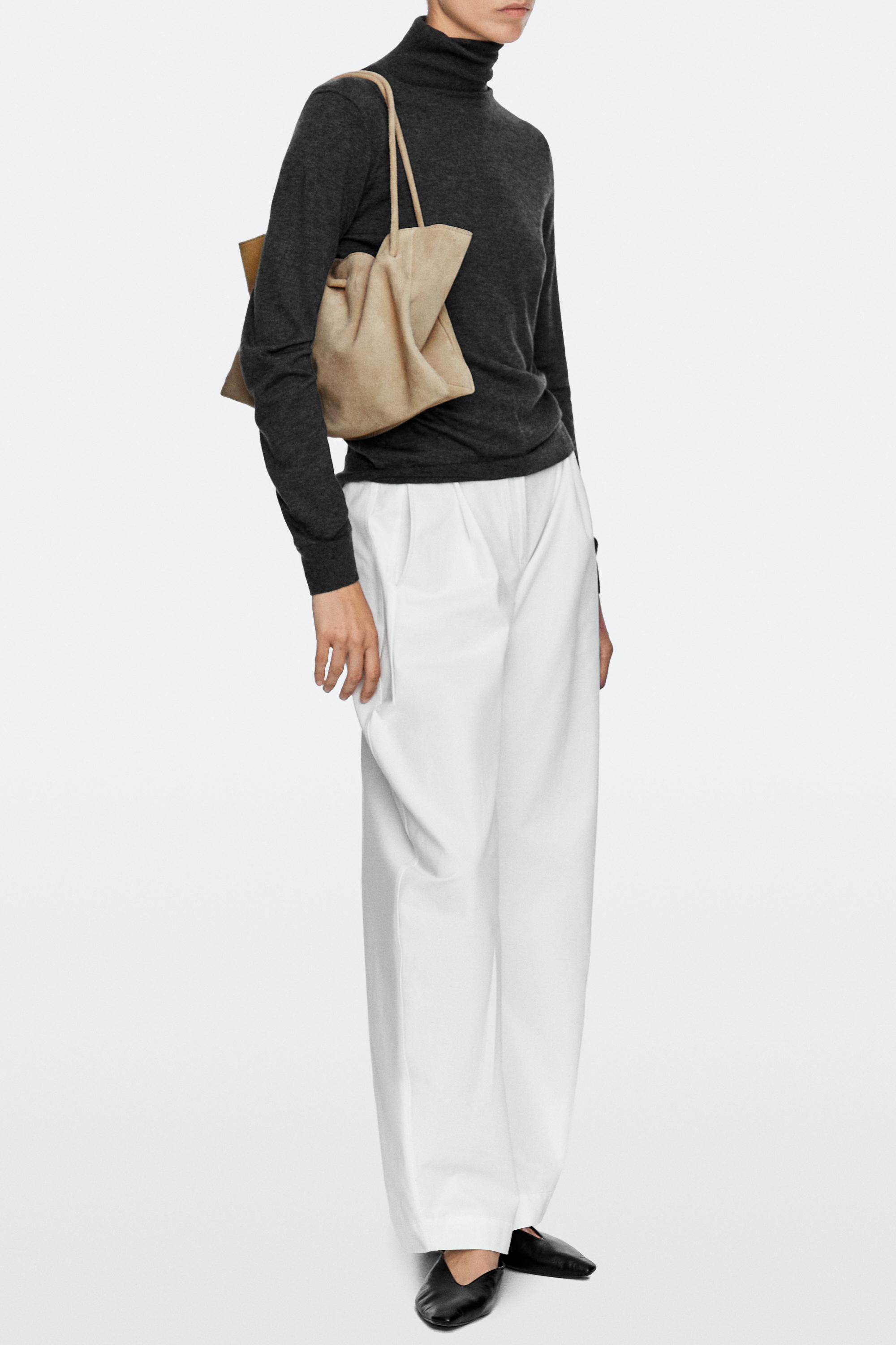 Ruched split suede leather bag