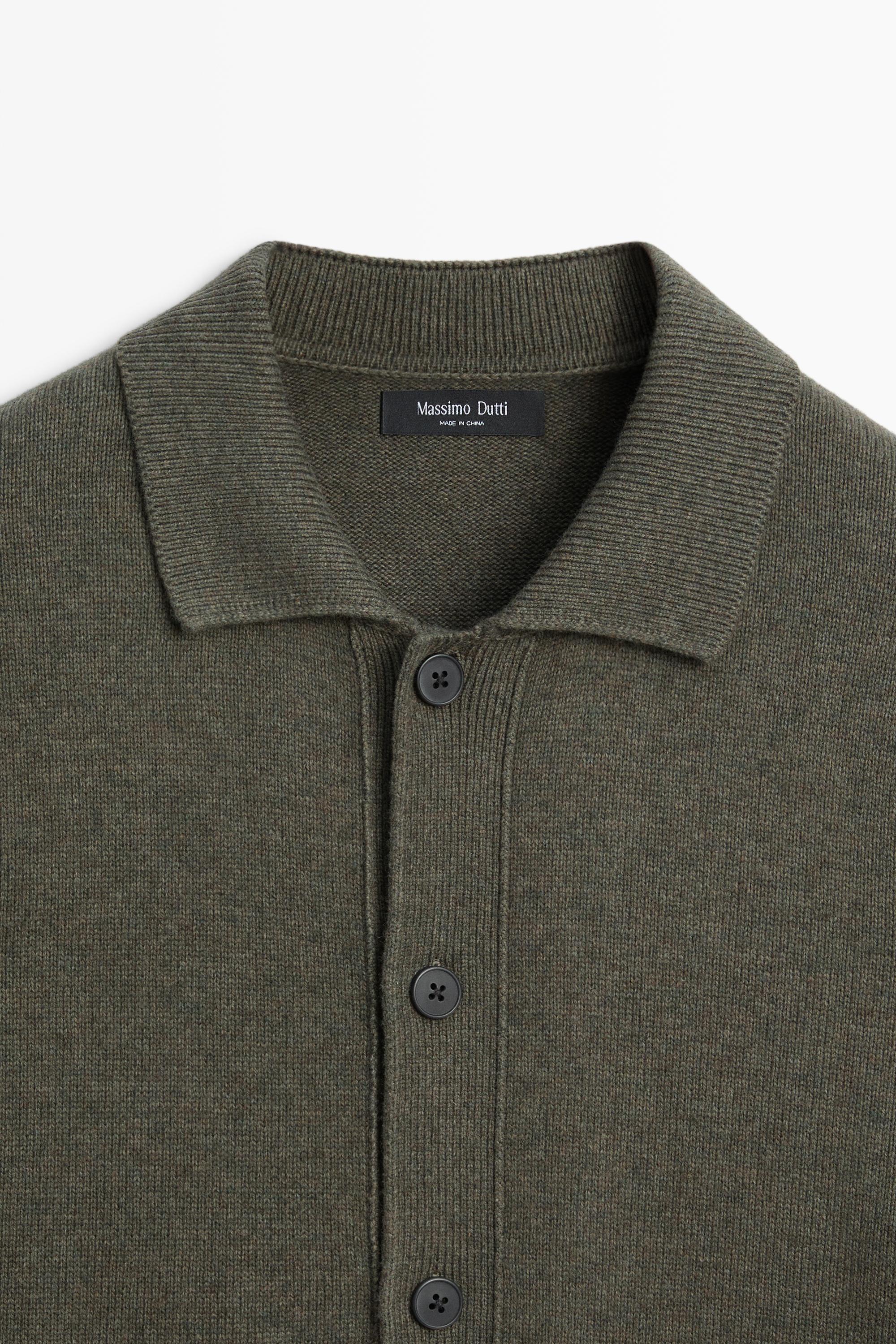Massimo Dutti Yünlü polo yaka triko hırka görsel 4