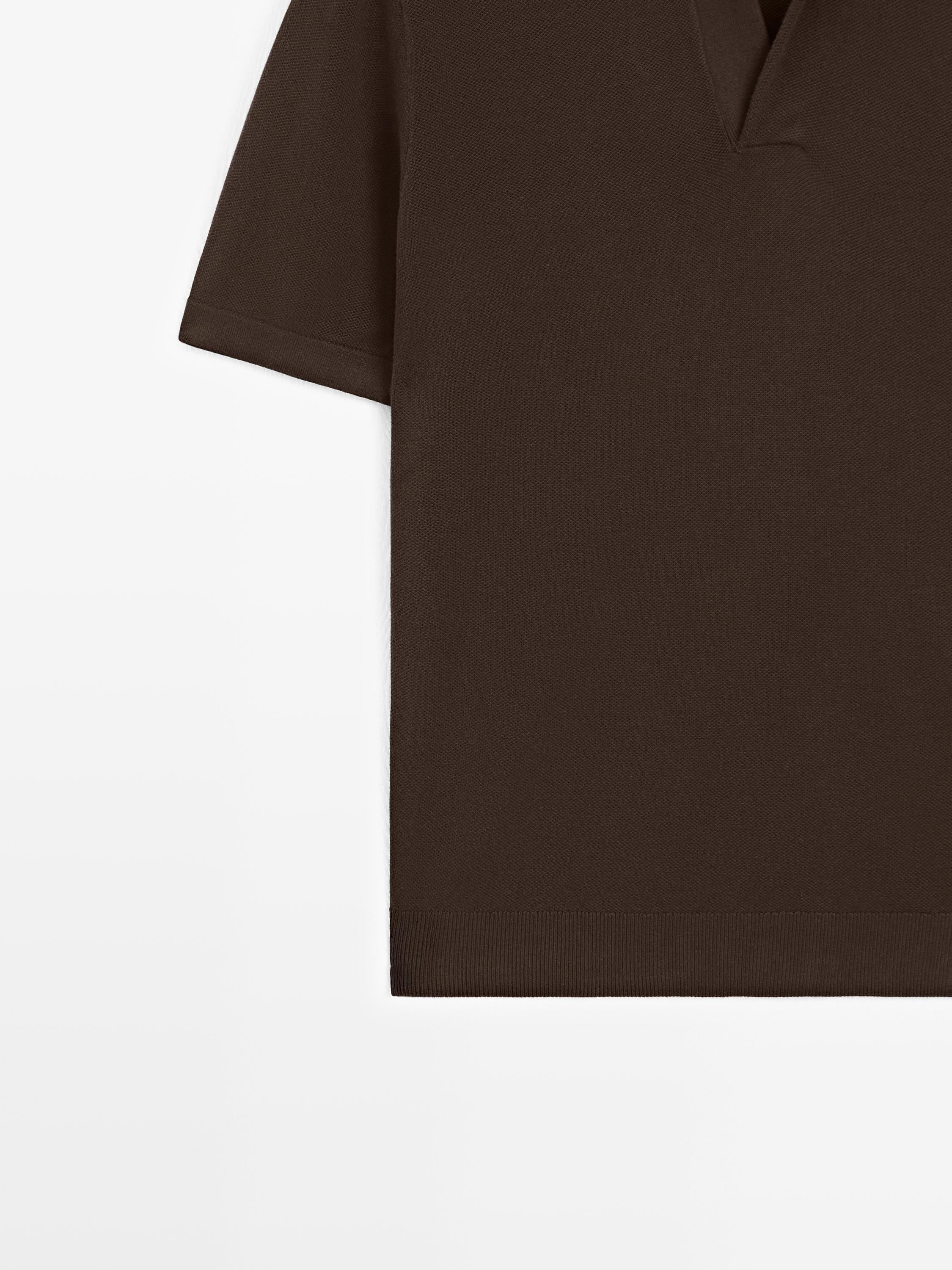 Knit V-neck polo shirt