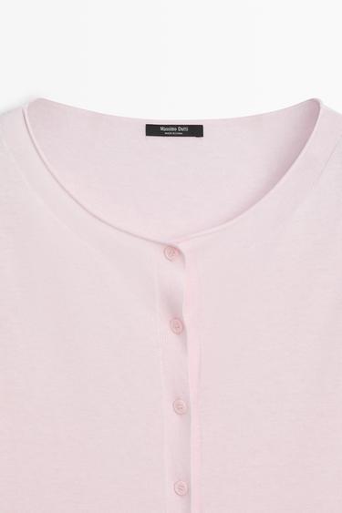 Cotton blend boat neck cardigan — PALE PINK 8