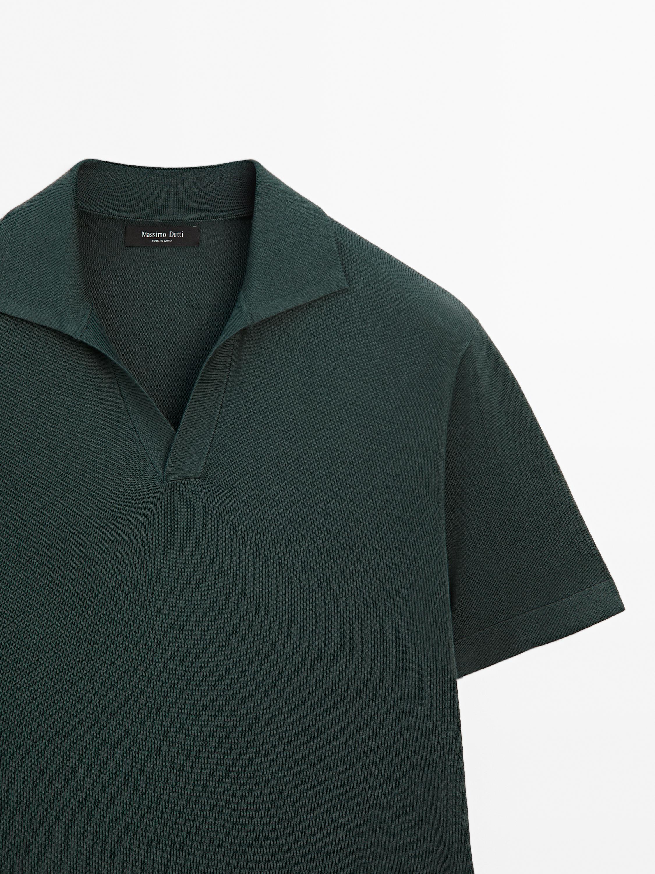 Knit V-neck polo shirt
