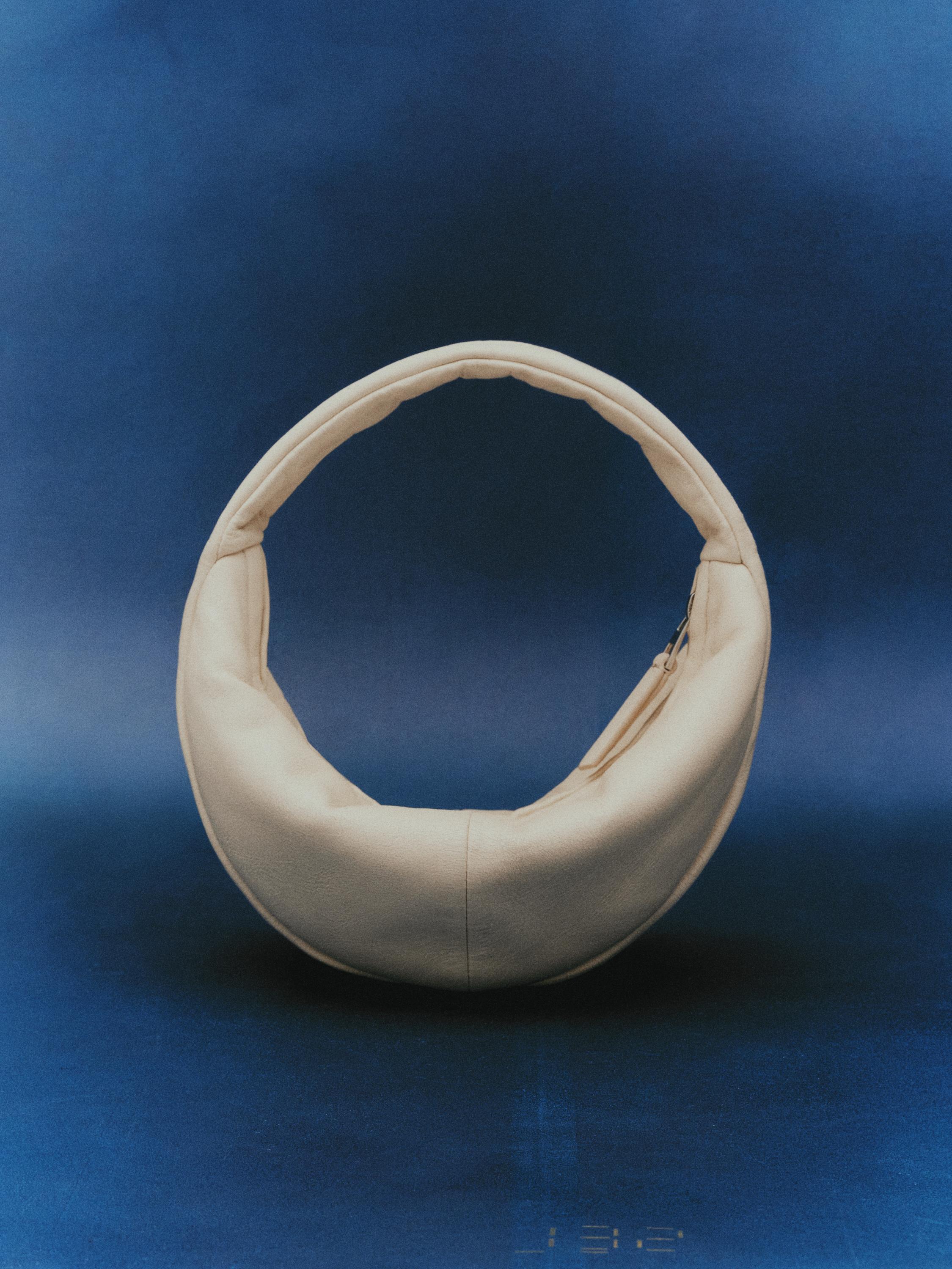 Mini nappa leather half-moon bag — WHITE