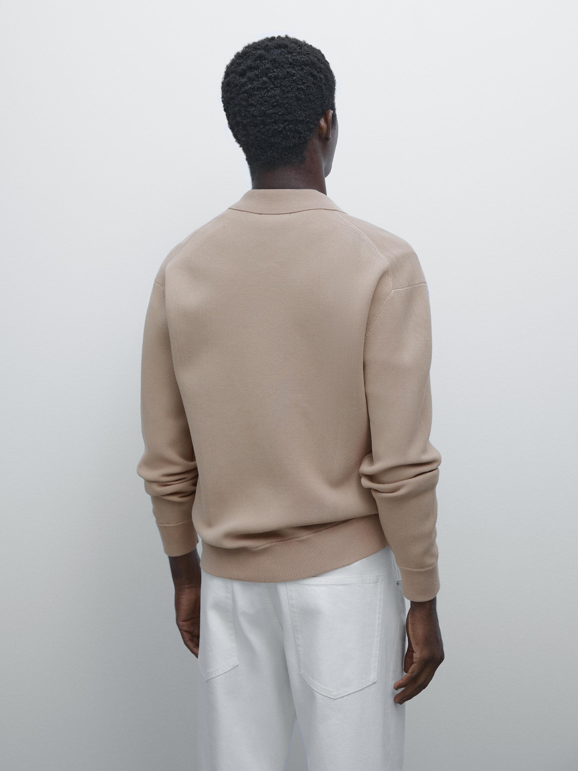 Cotton blend zip-up knit cardigan