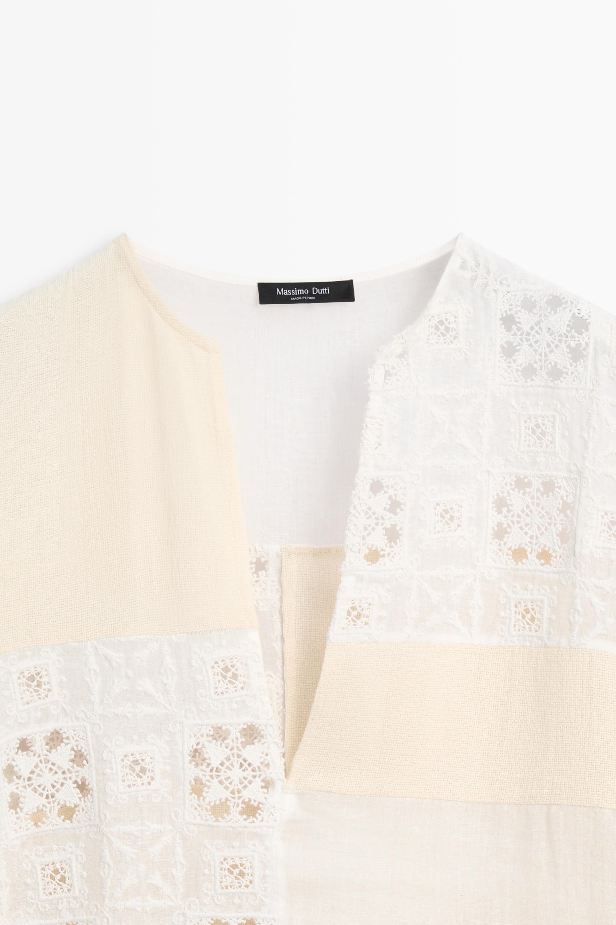 Flowing embroidered kaftan dress — WHITE