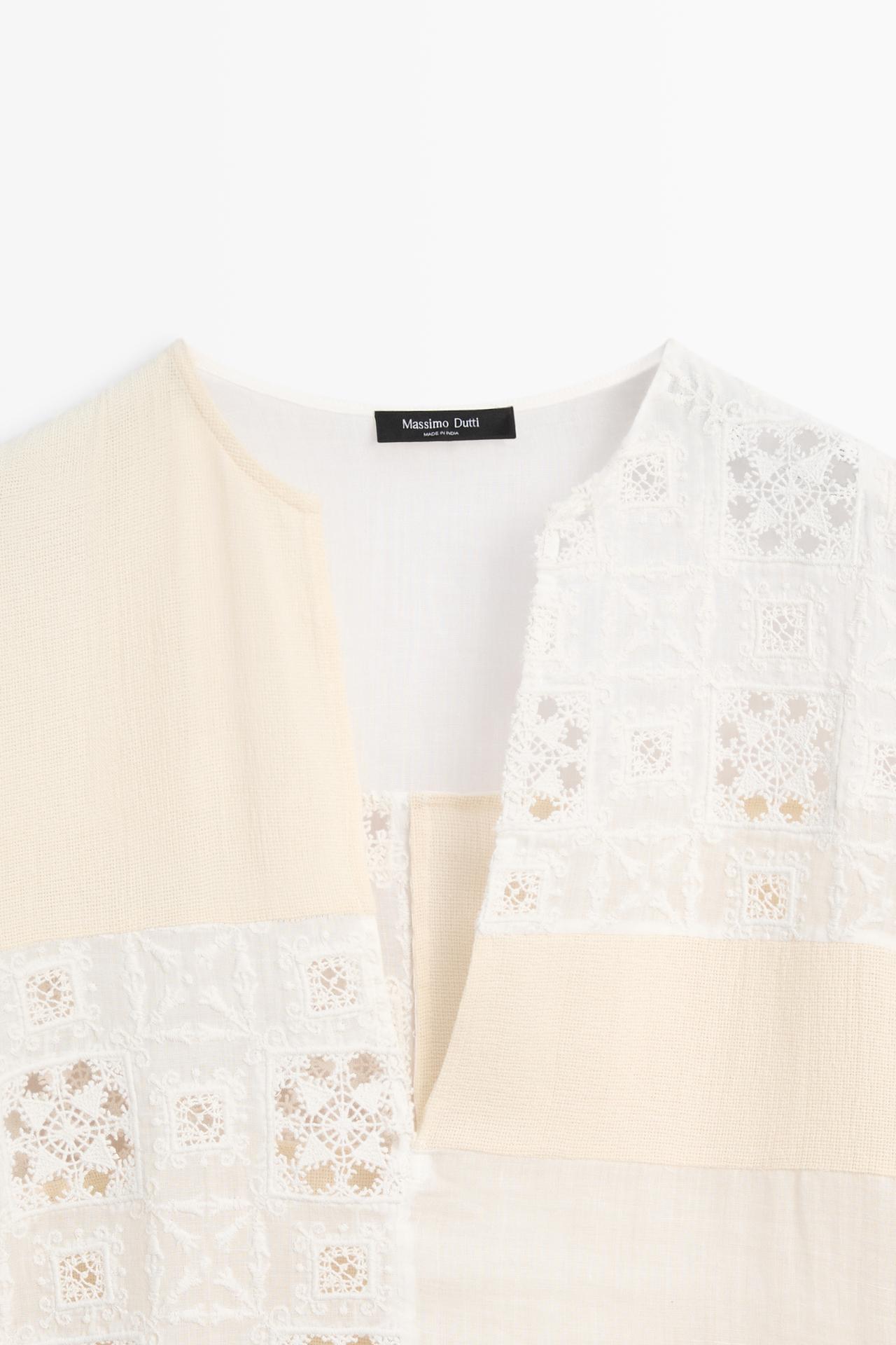 Flowing embroidered kaftan dress — WHITE