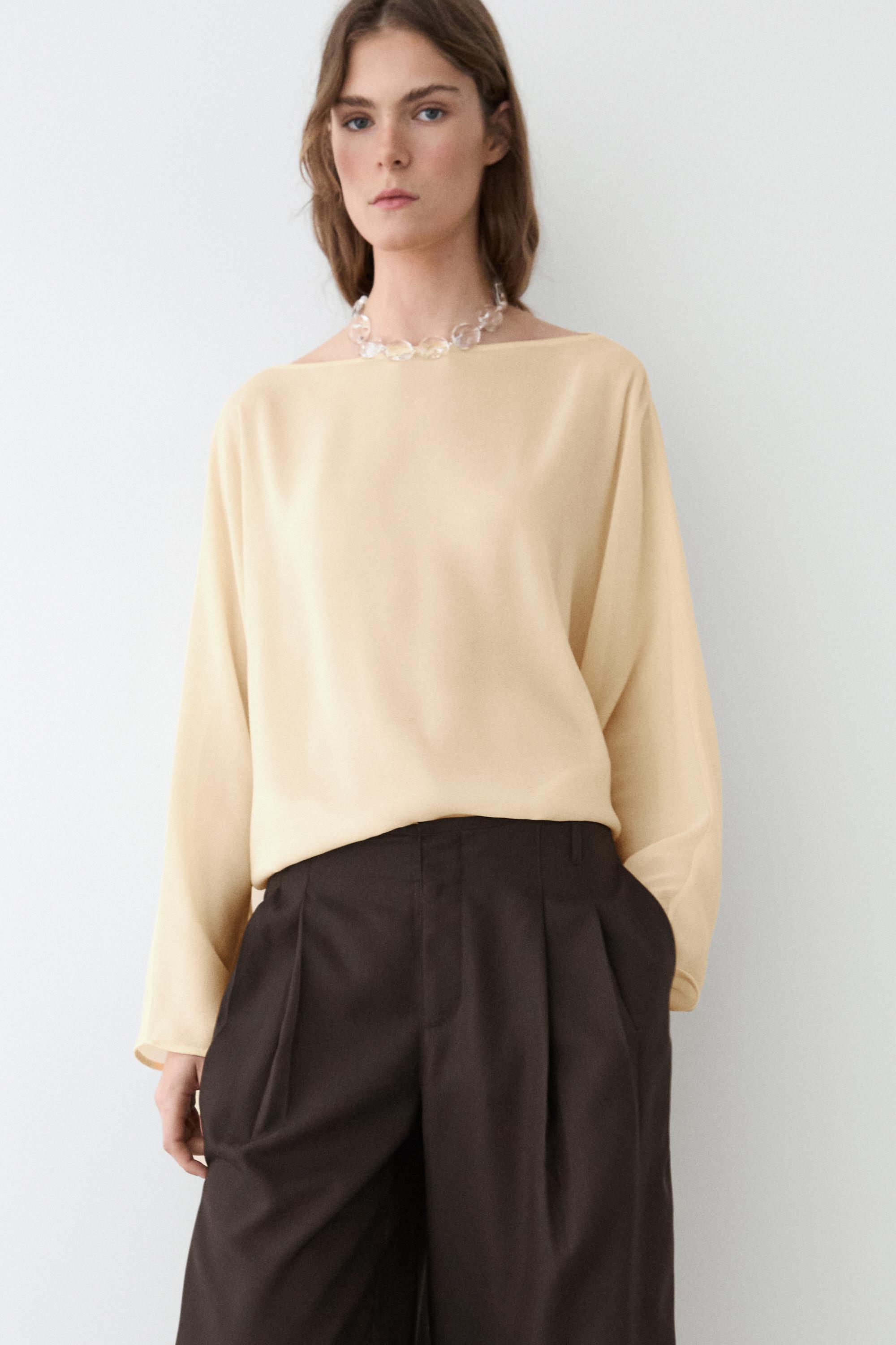 Flowing semi-sheer shirt — Mustard