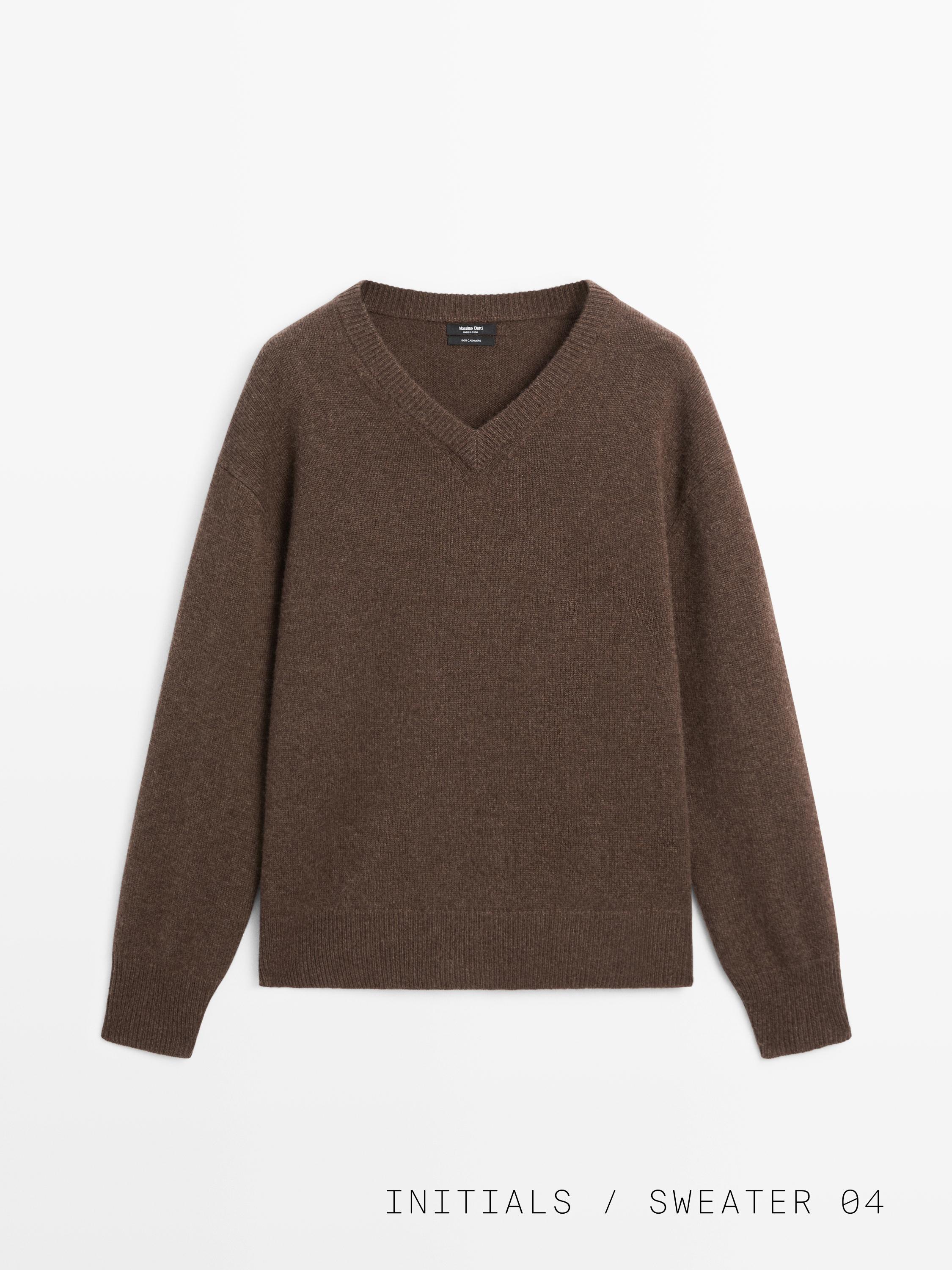 Πλεκτό πουλόβερ με λαιμόκοψη V από 100% κασμίρι