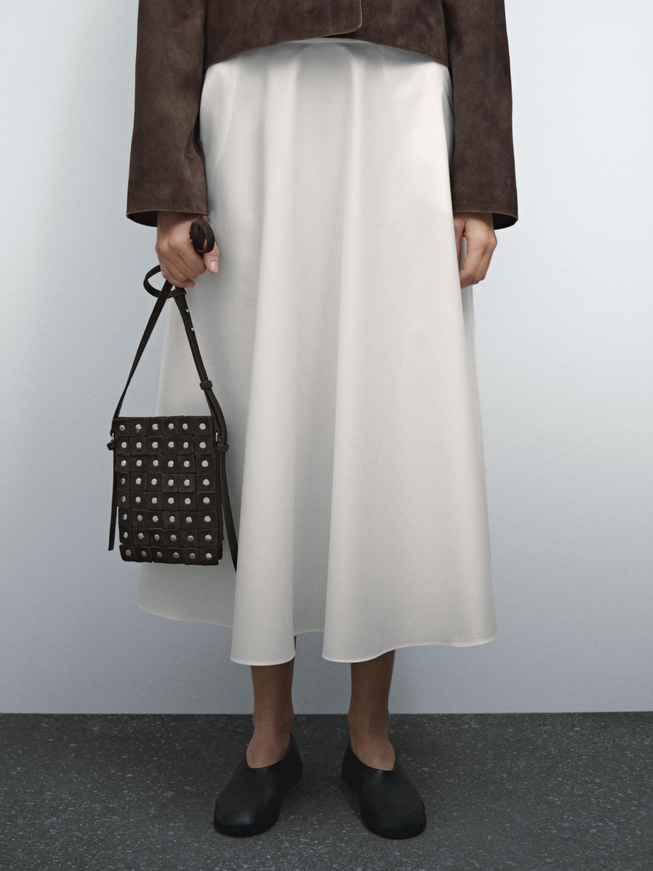 Massimo Dutti Black Suede Hobo Bag MASSIMO DUTTI Split Suede Maxi