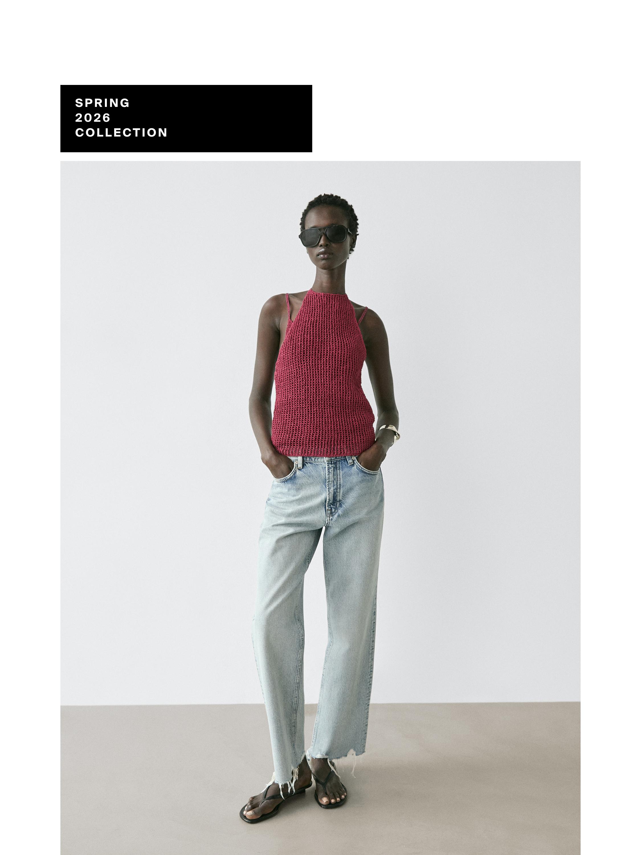 Straight-leg high-waist jeans — Light Blue