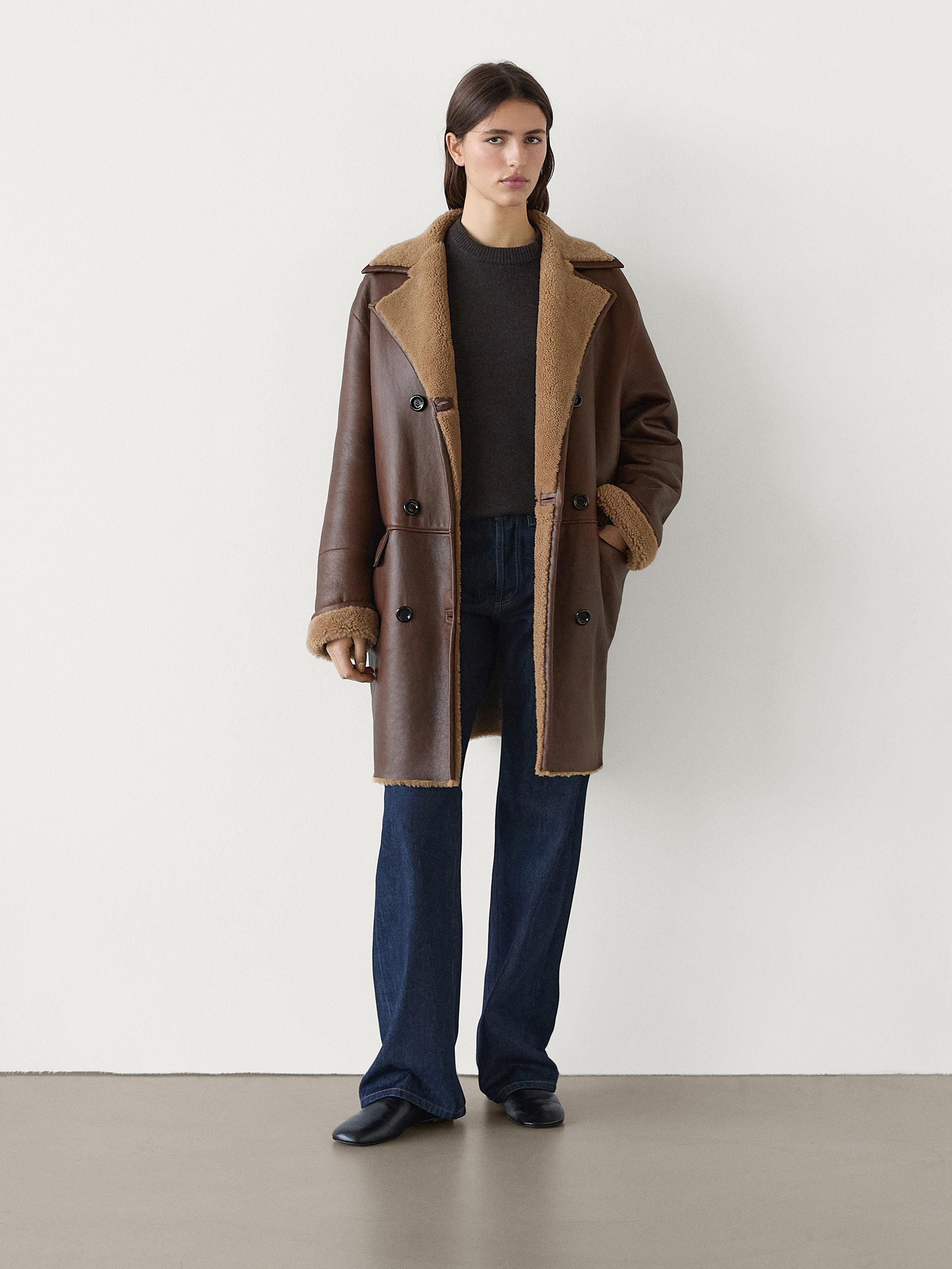 Crossover shearling coat