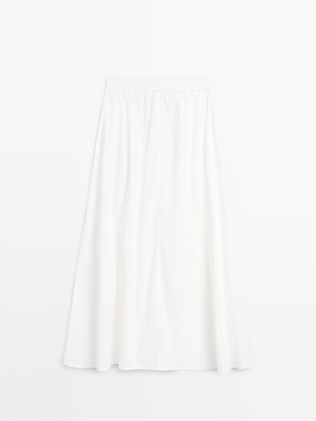 Long gathered poplin skirt — WHITE