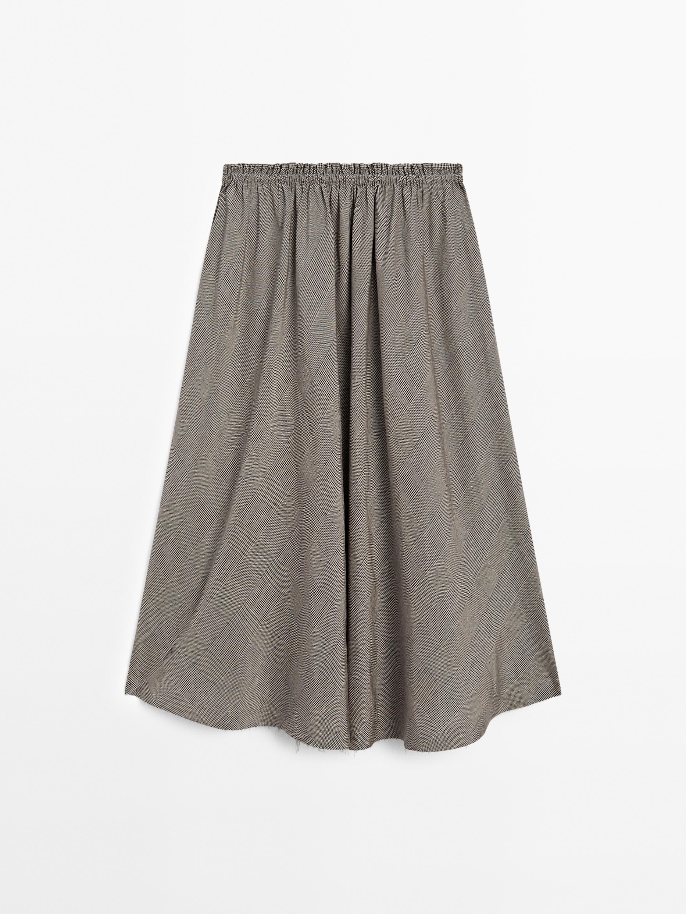 Flounce midi skirt with elastic detail