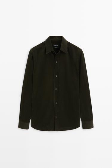 100% cotton corduroy overshirt — GREEN 2