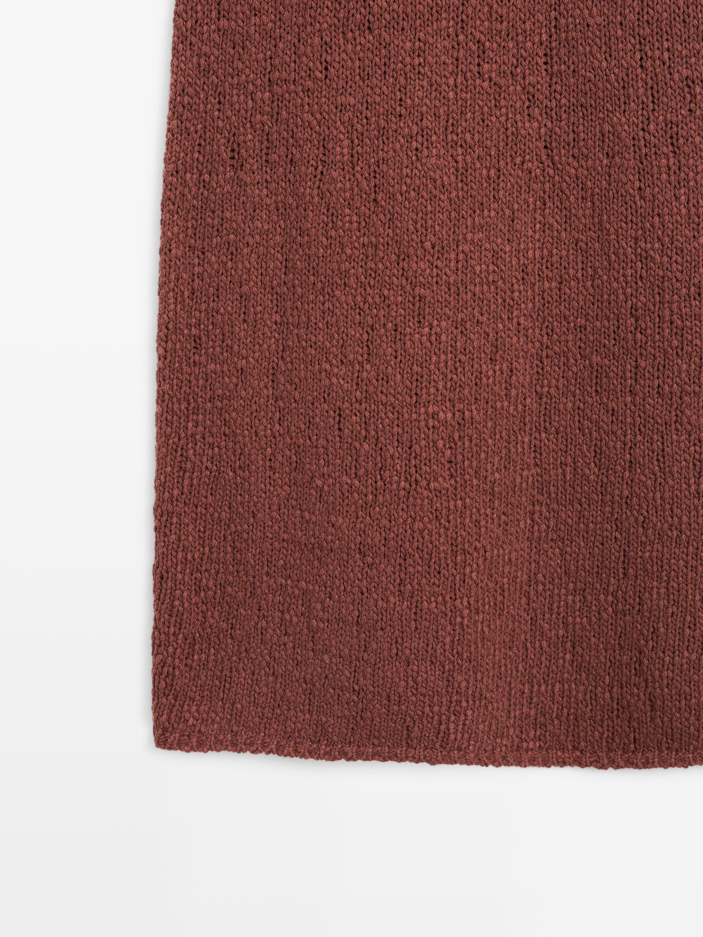 Cotton knit midi skirt — RUSSET